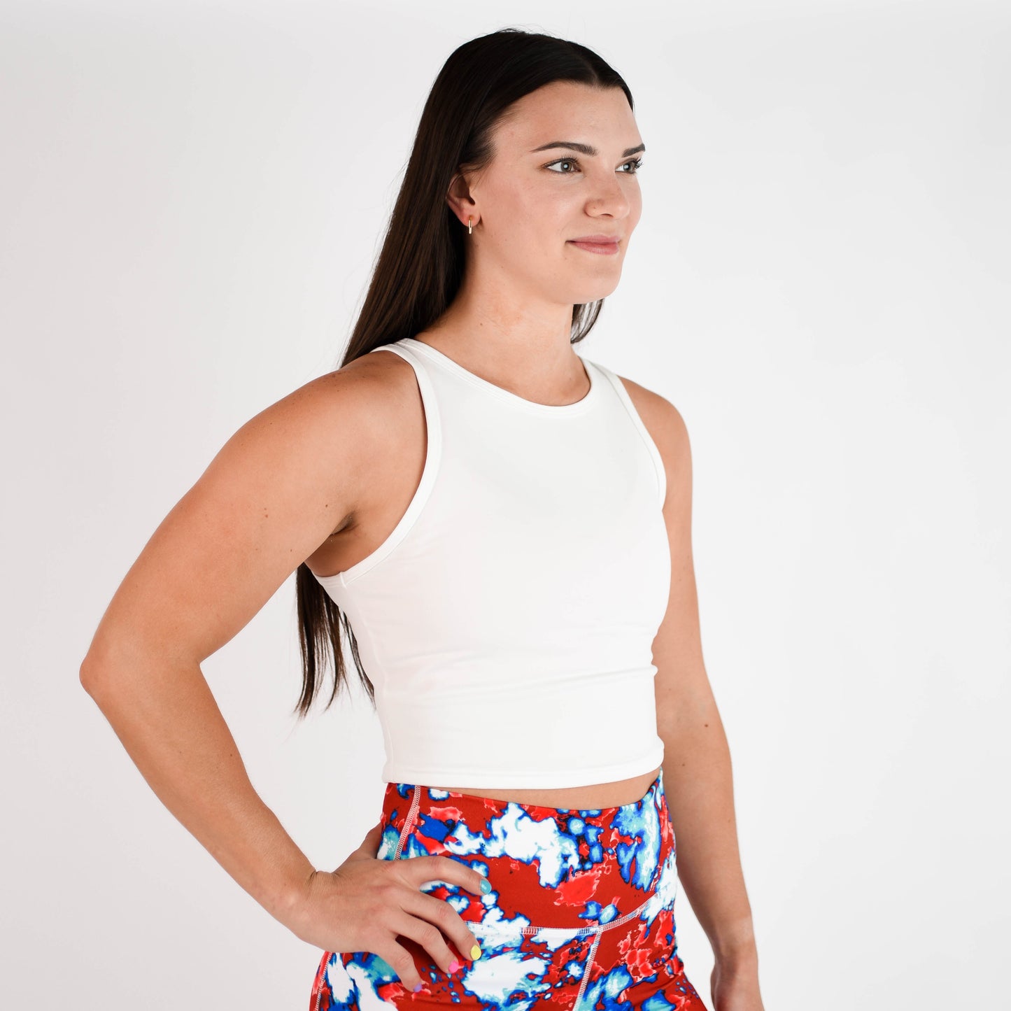 FLEO - Tempo Crop Tank - Fitted - Tank - White-tempo-3