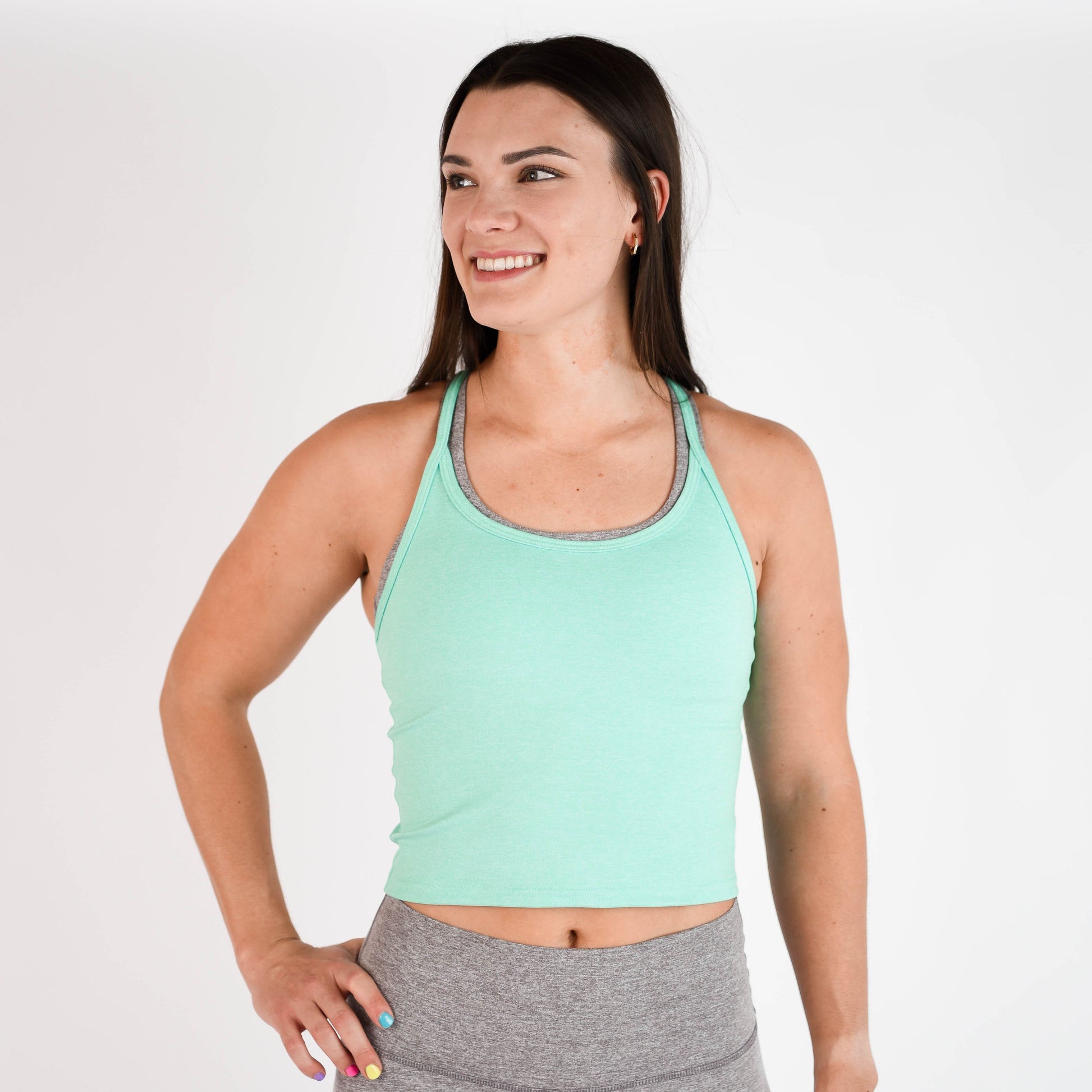 FLEO - Switch Up Crop Tank - Fitted - Tank - biscay-green-2