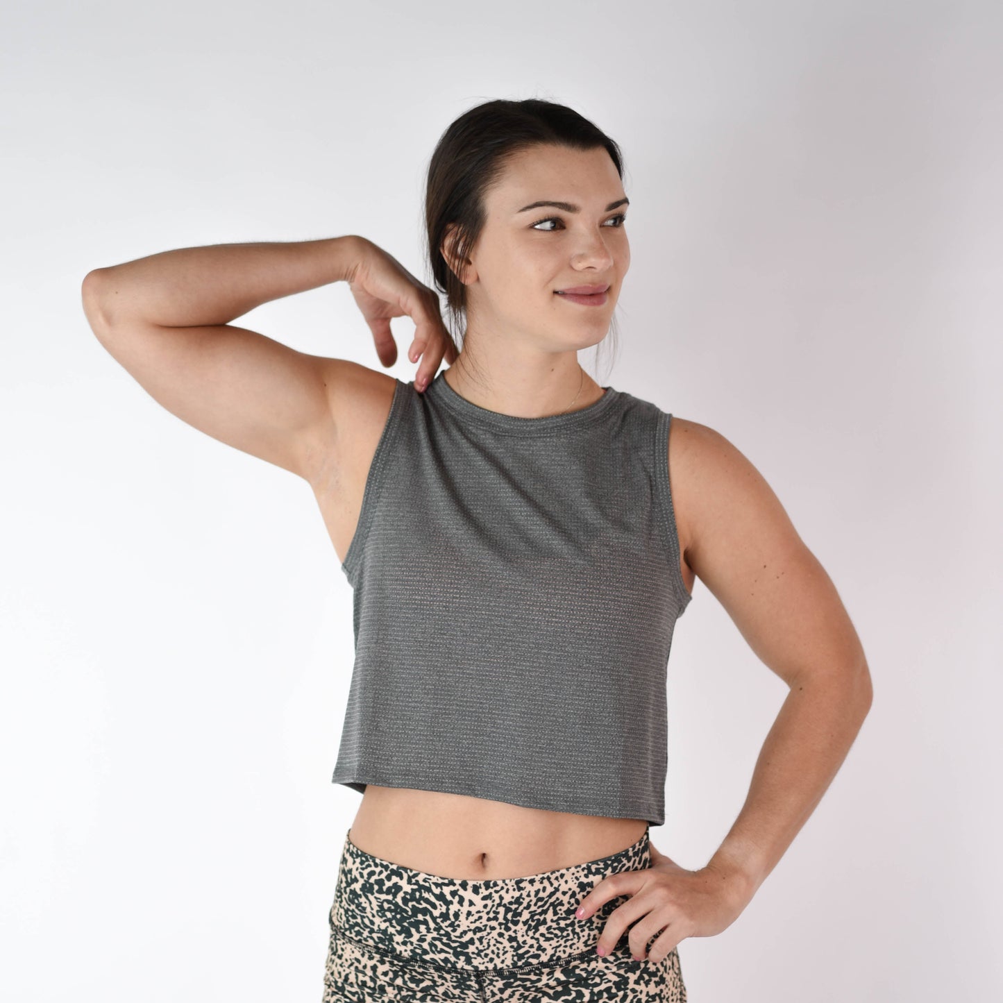 FLEO - Dylan Muscle Crop Tank - Loose Fit - Tank - black-heather-1
