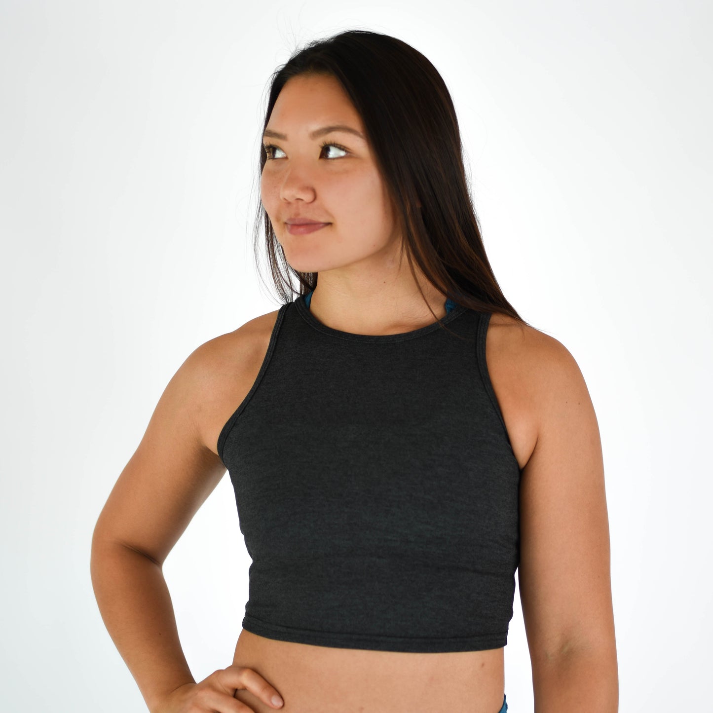 FLEO - Tempo Crop Tank - Fitted - Tank - charcoal-2_c267ba8b-11e9-4480-9d8d-e0aade7109d3