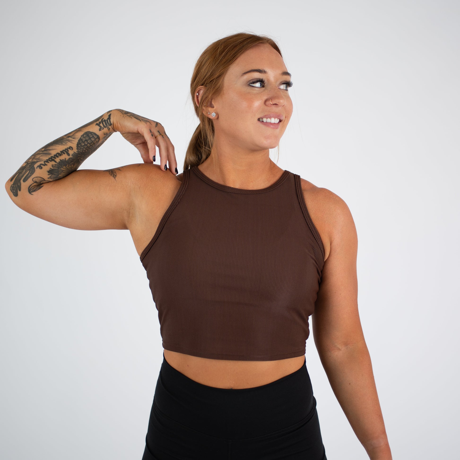 FLEO - Tempo Crop Tank - Fitted - Tank - chocolate-1_cc31910d-c289-4d45-9fc0-f7639bcb0022
