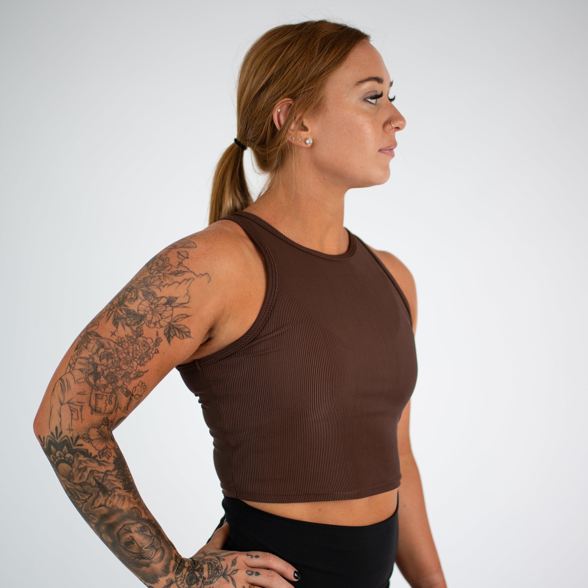 FLEO - Tempo Crop Tank - Fitted - Tank - chocolate-3_af751996-820b-41b9-90c2-8aae851d4b49