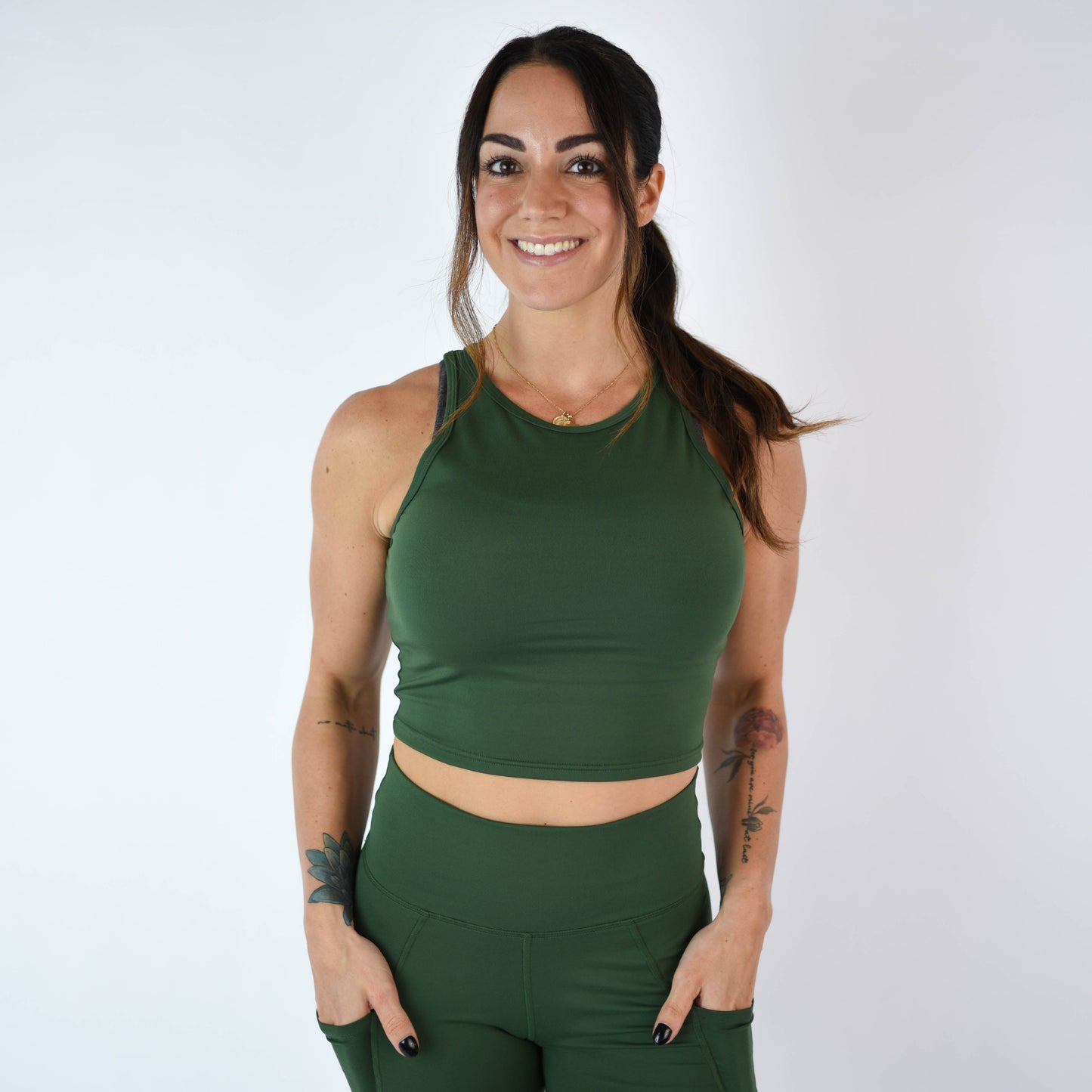 FLEO - Tempo Crop Tank - Fitted - Tank - deep-jade-smaller-1
