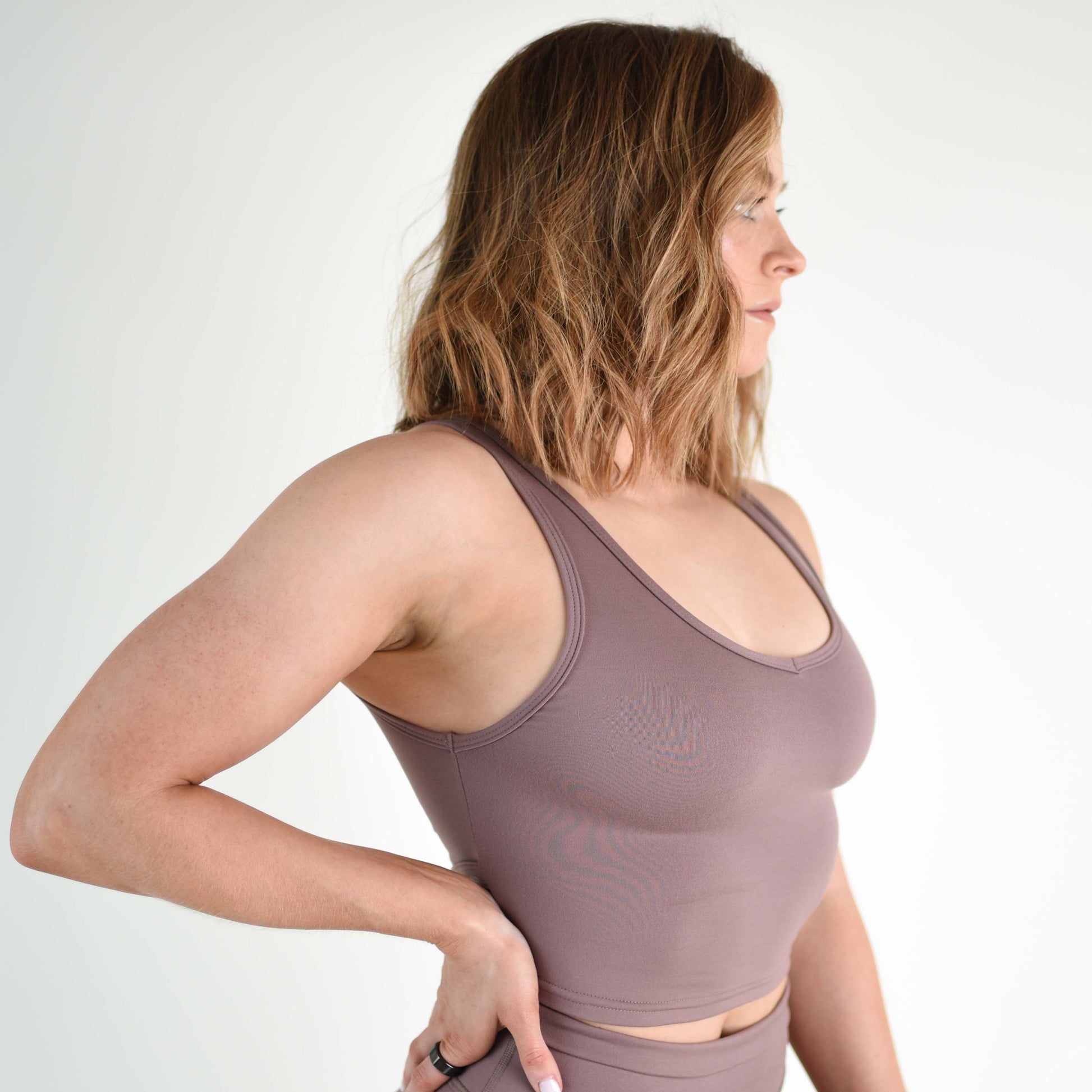 FLEO - Wrap Crop Tank - Fitted - Tank - deep-taupe-megan-2_2e746a93-515c-40f1-ac69-9e5aa0cea63a