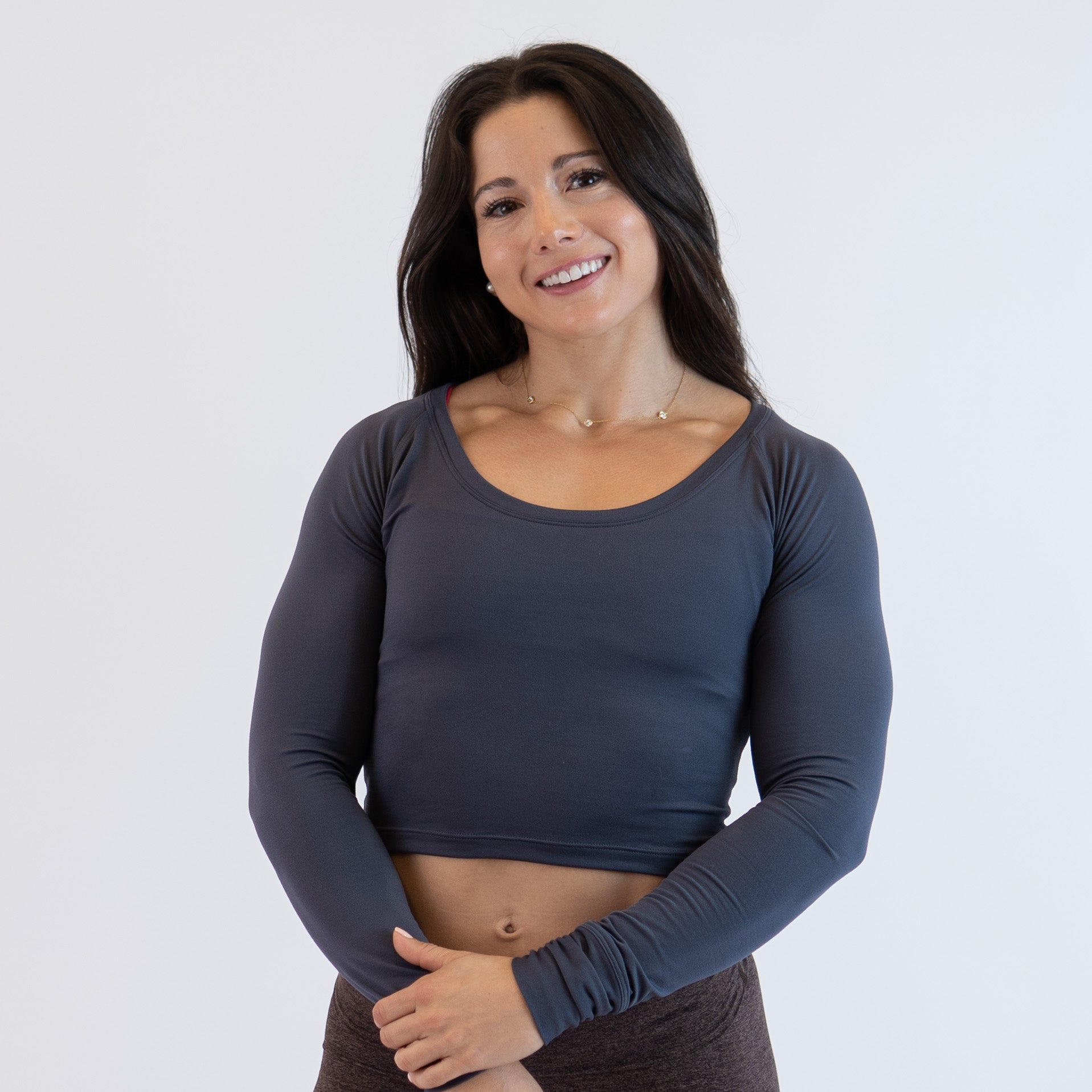 FLEO - Foundation Scoop Crop Long Sleeve - Long Sleeve - ebony_scoopneckcrop-1