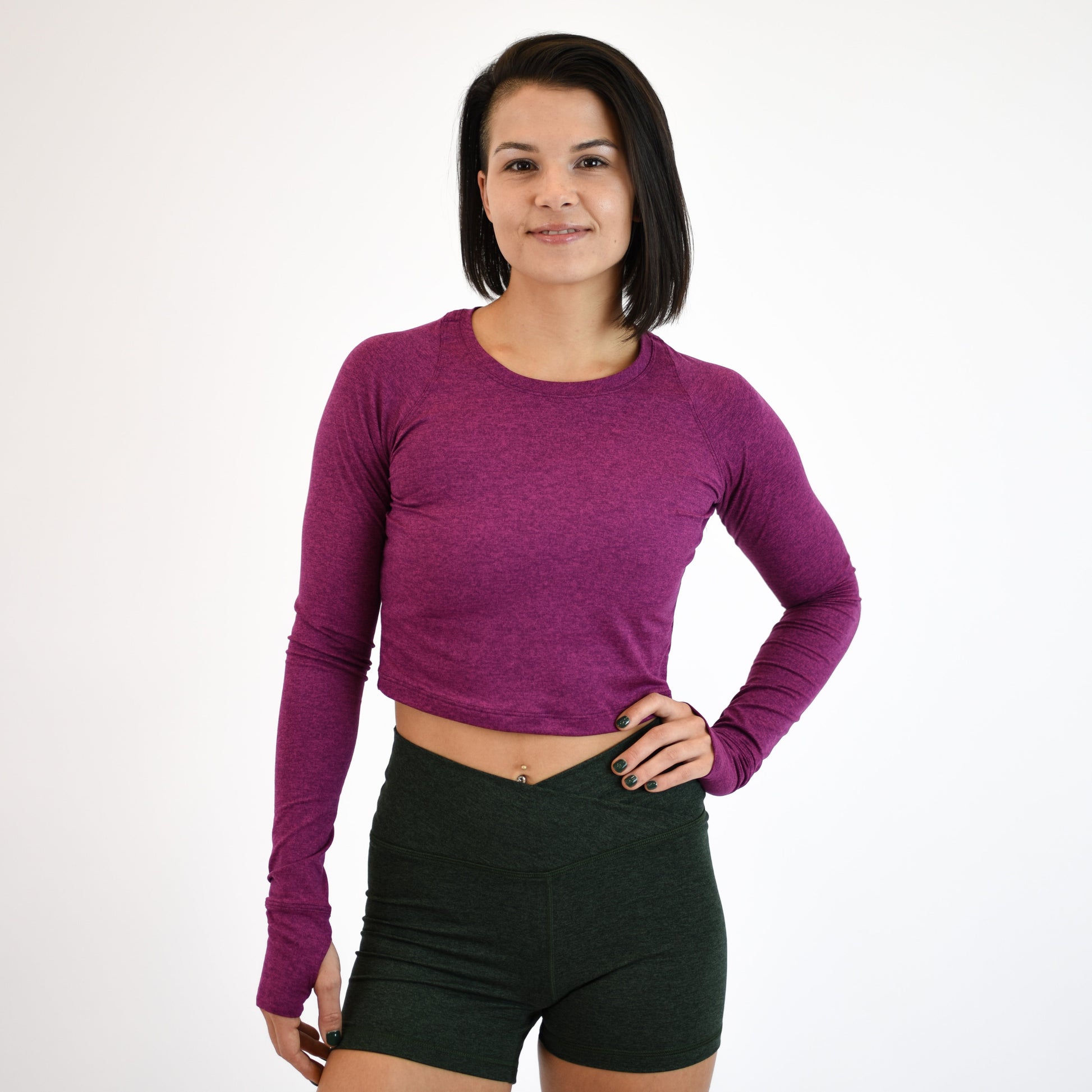 FLEO - Foundation Crop Long Sleeve - Long Sleeve - festival-fuschia