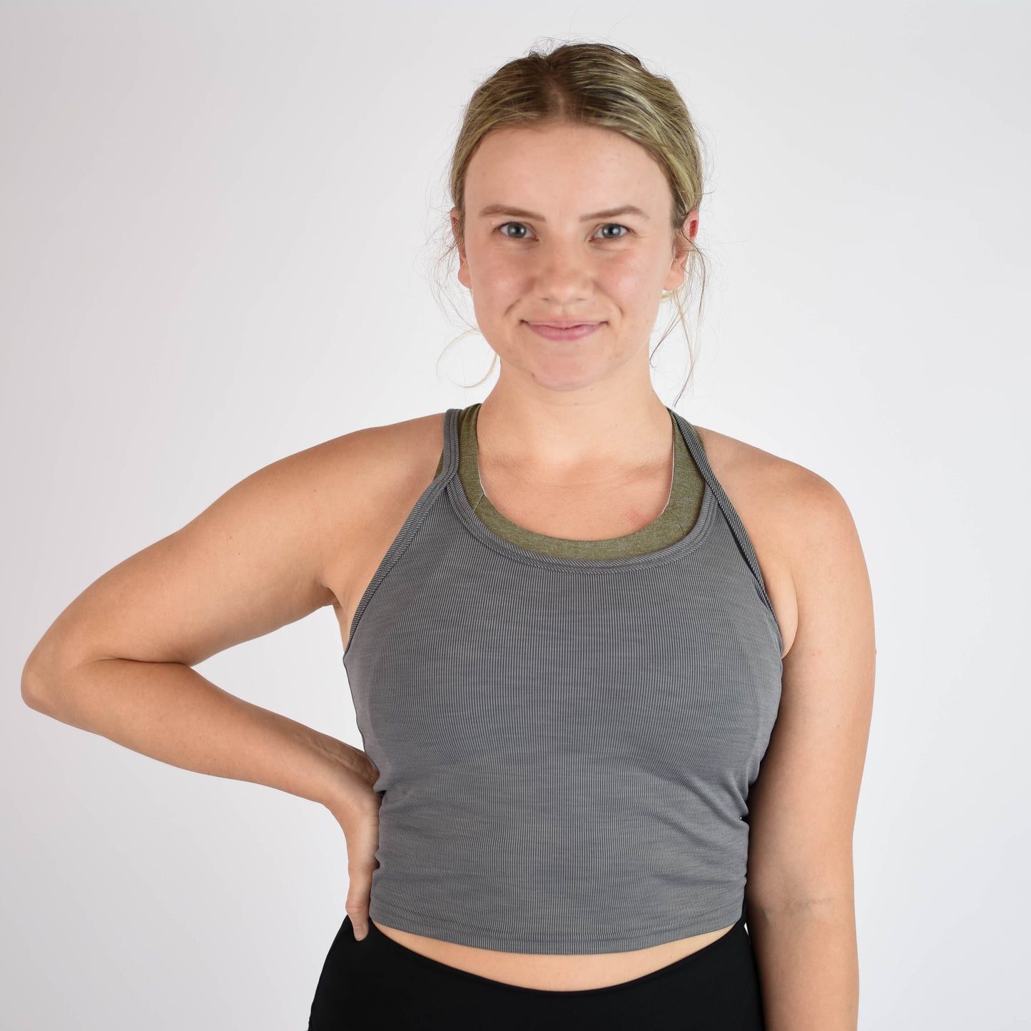 FLEO - Switch Up Crop Tank - Fitted - Tank - gray-black-1
