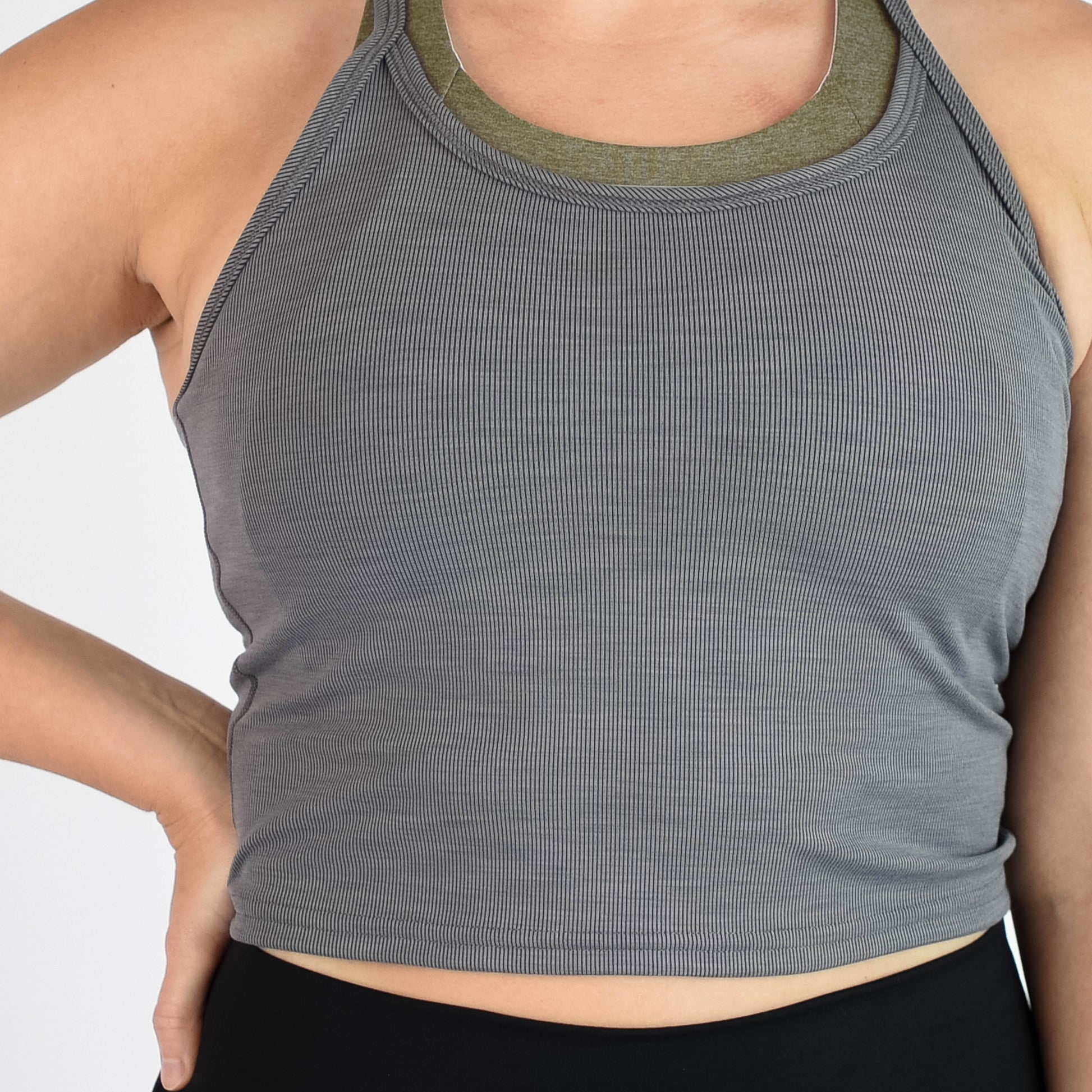 FLEO - Switch Up Crop Tank - Fitted - Tank - gray-black-2