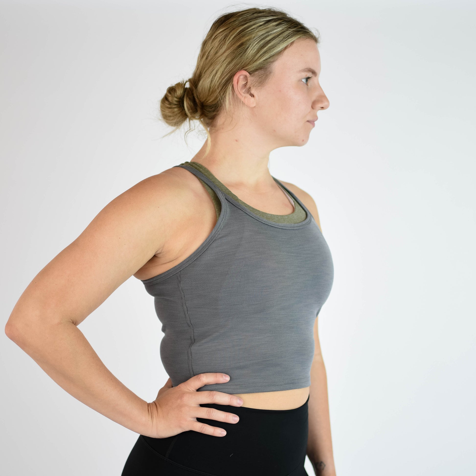 FLEO - Switch Up Crop Tank - Fitted - Tank - gray-black-3