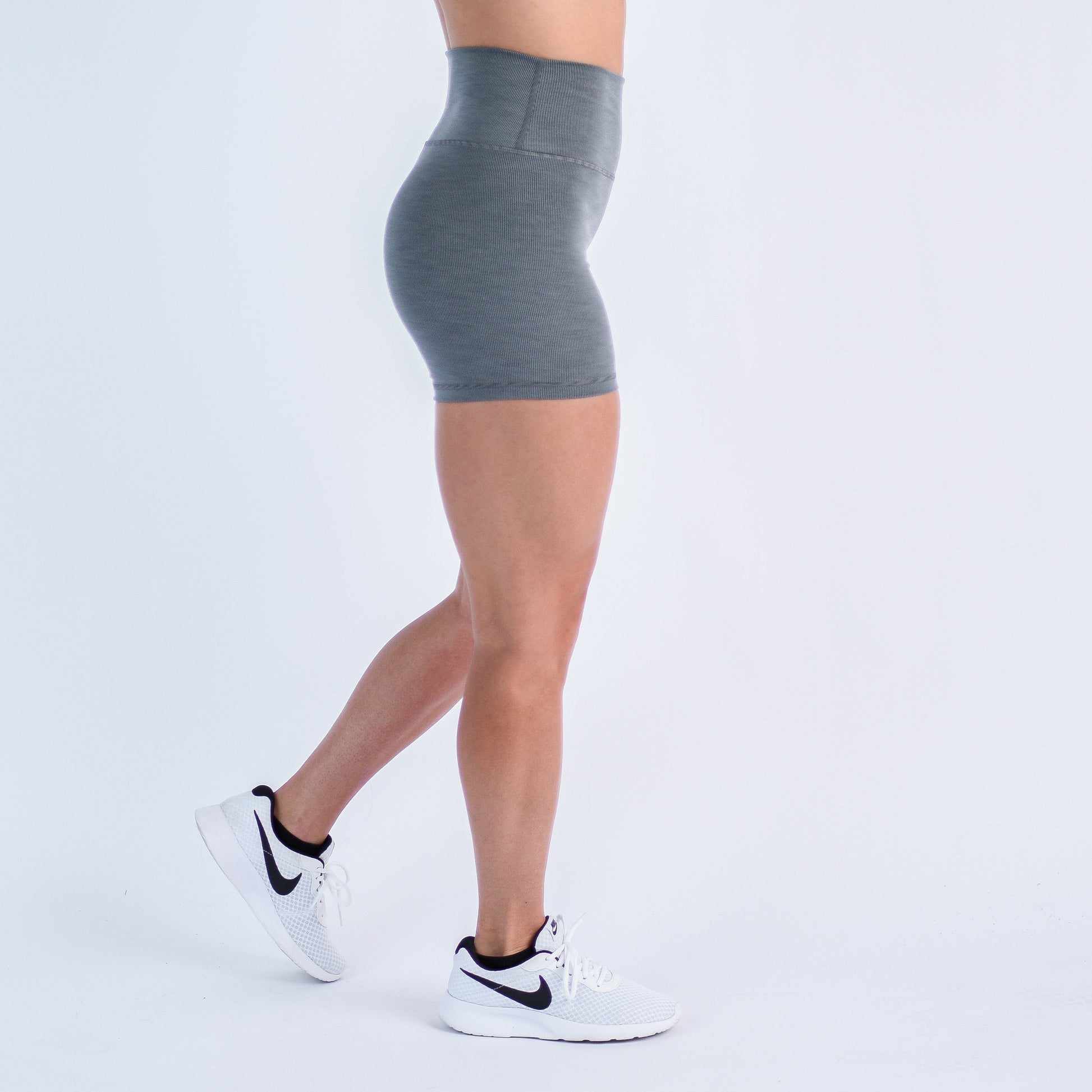FLEO - True High Short 4" - Higher Rise - Shorts - grayribthc-3