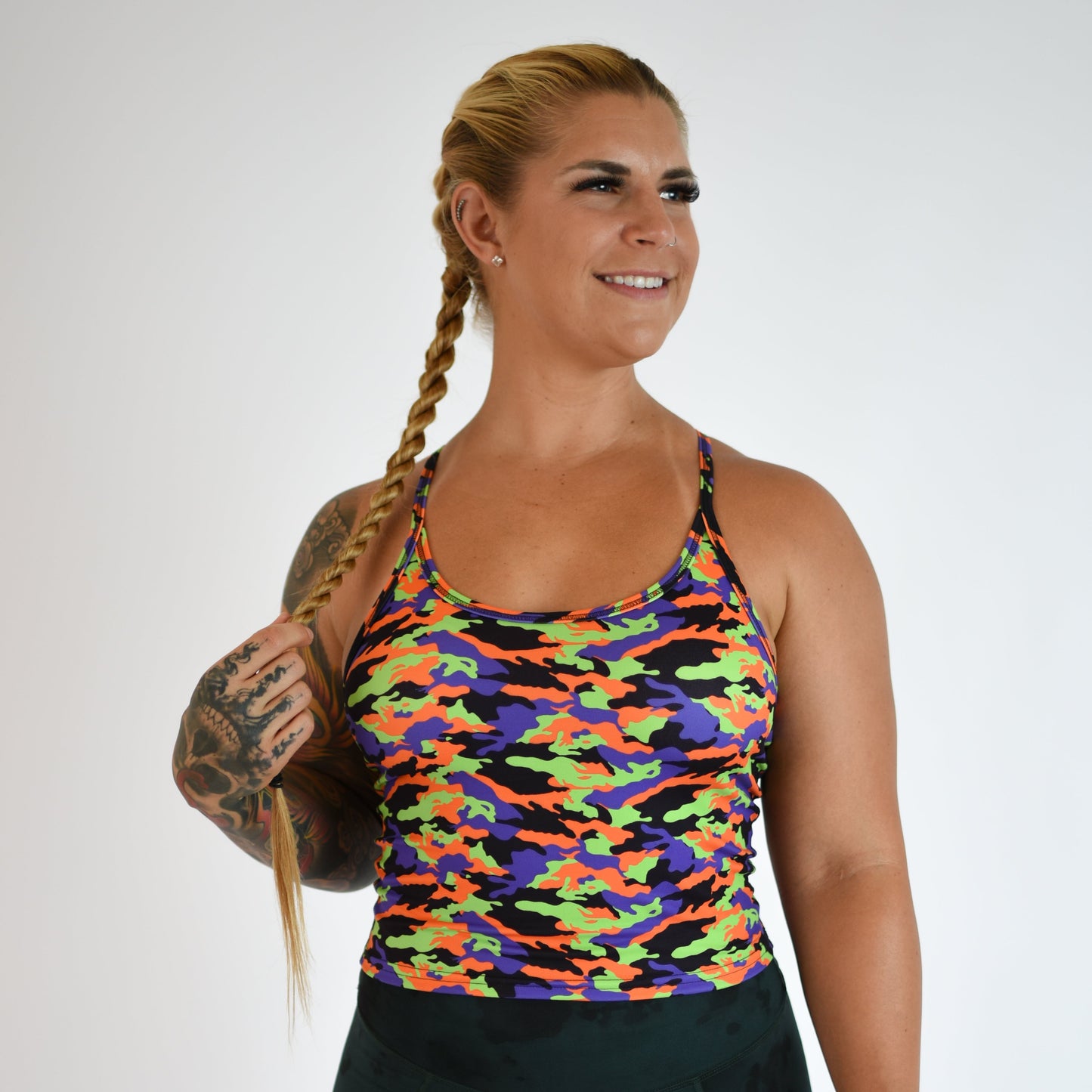 FLEO - Switch Up Crop Tank - Fitted - Tank - halloweencamo-1