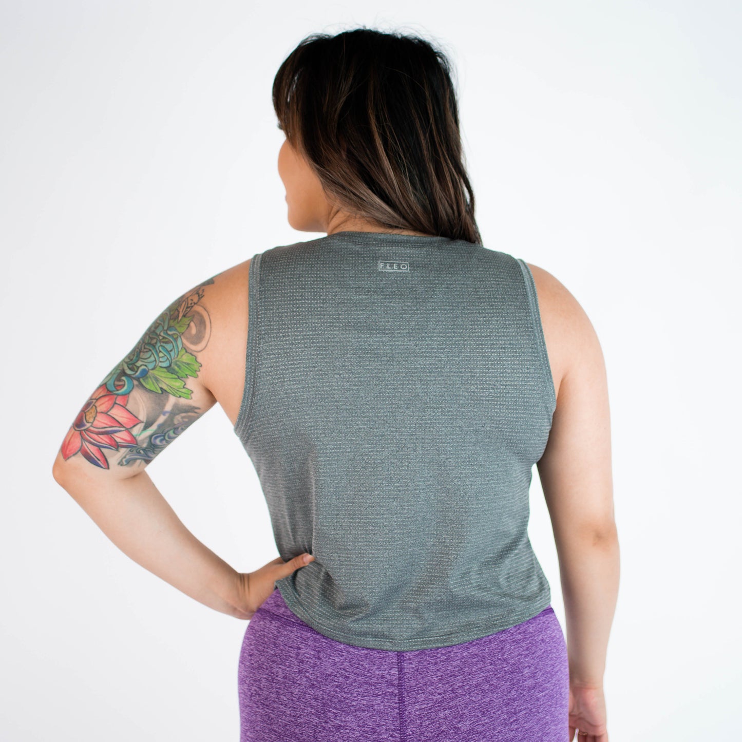 FLEO - Dylan Muscle Crop Tank - Loose Fit - Tank - heather-black-10