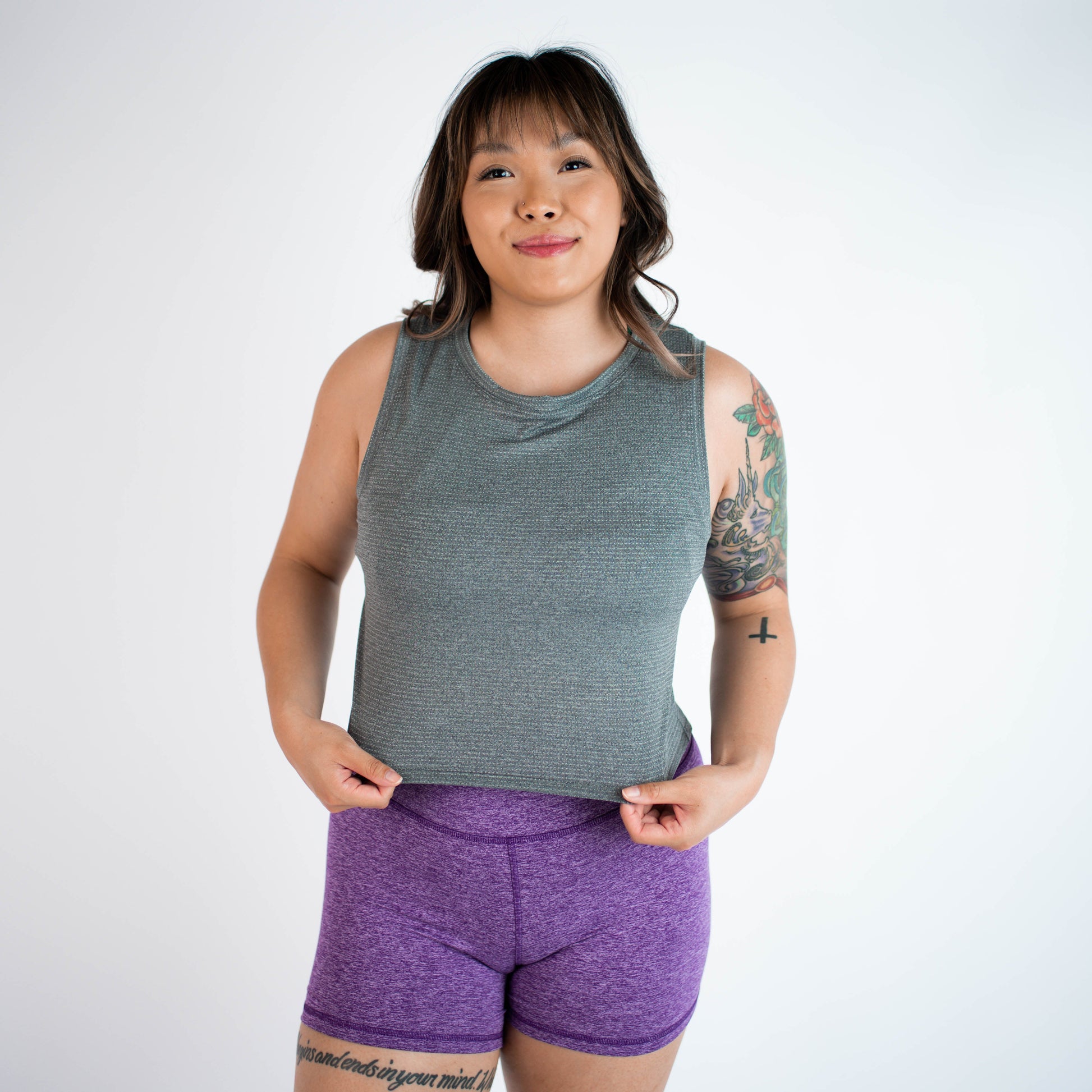 FLEO - Dylan Muscle Crop Tank - Loose Fit - Tank - heather-black-8