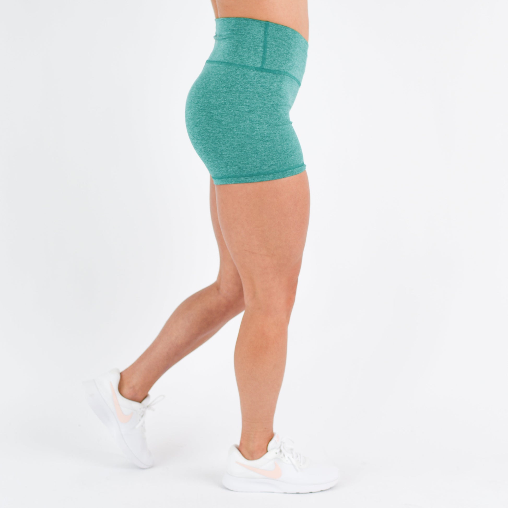 FLEO - V Waistband Short 3.5" - High Rise - Shorts - heather-emerald-3_d7384139-84be-447d-ba26-89ab76427459