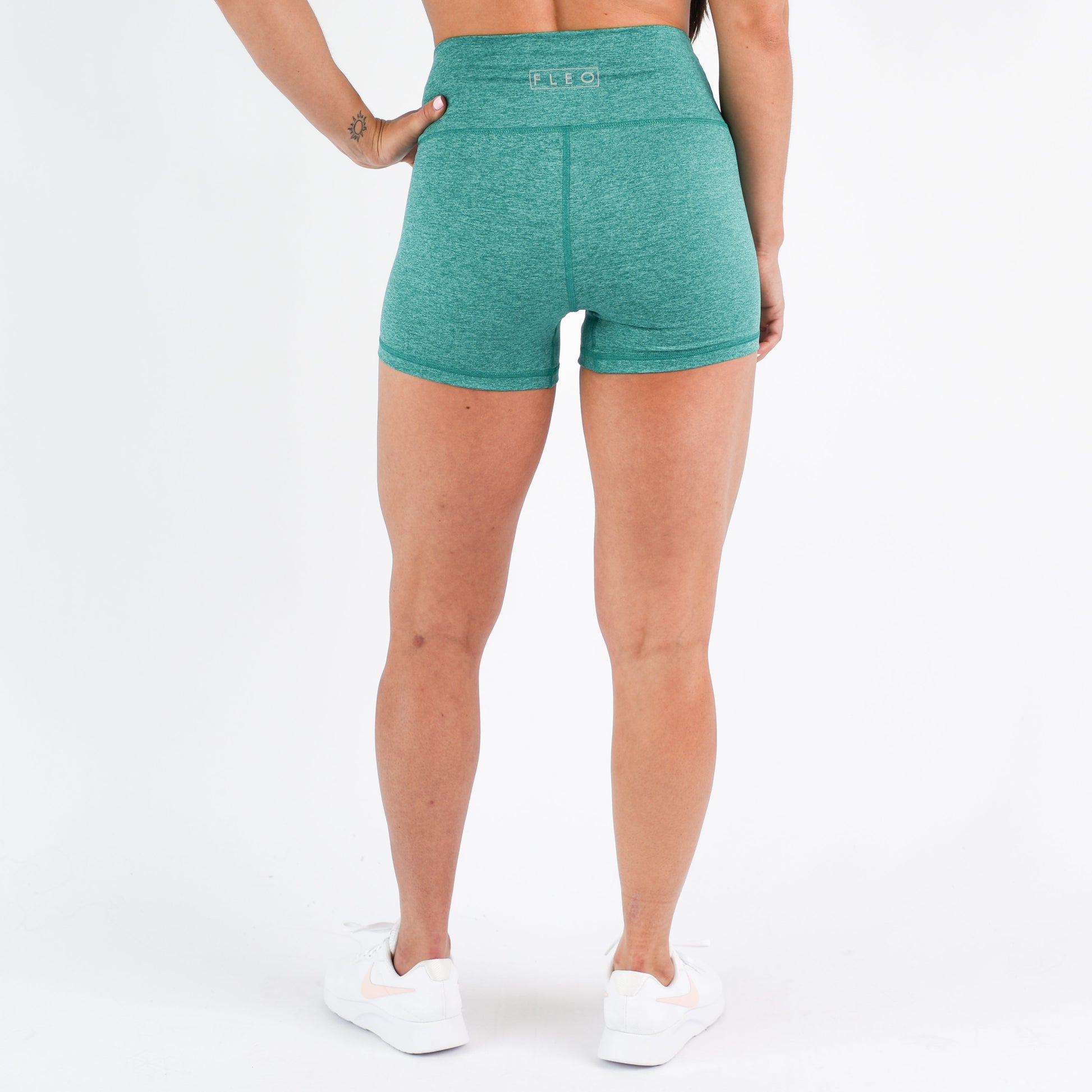 FLEO - V Waistband Short 3.5" - High Rise - Shorts - heather-emerald-6_031f1dfa-7897-453f-8c38-b67d206c984d