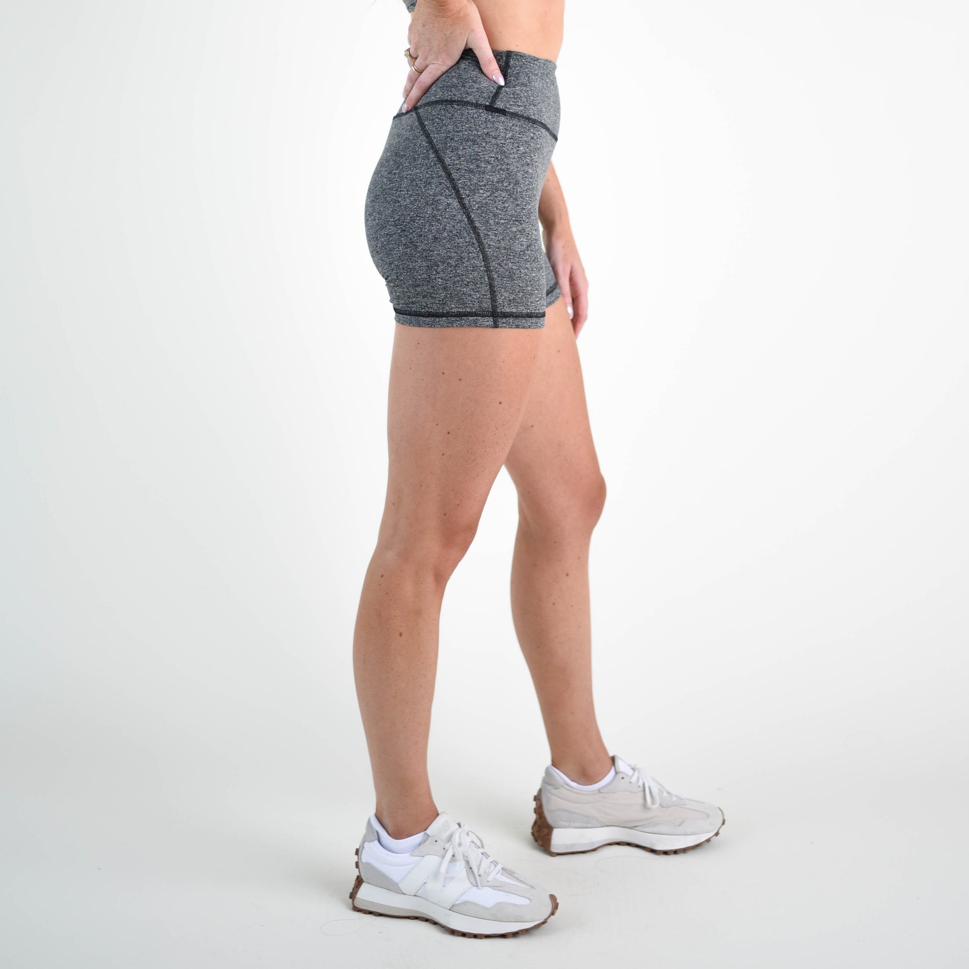 FLEO - Charge Short 5" - No Front Seam - Higher Rise - Shorts - heather-gray-bailey-3