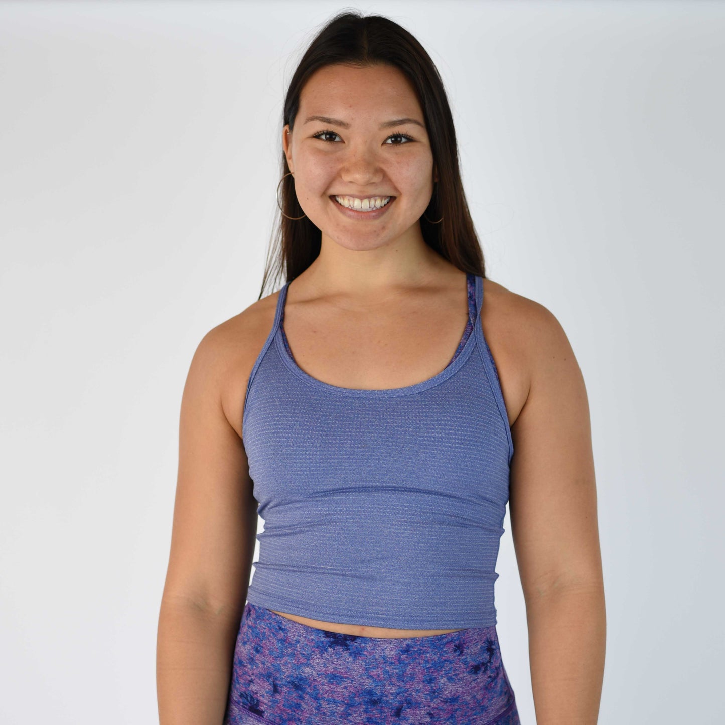 FLEO - Switch Up Crop Tank - Fitted - Tank - heather-light-cobalt-1