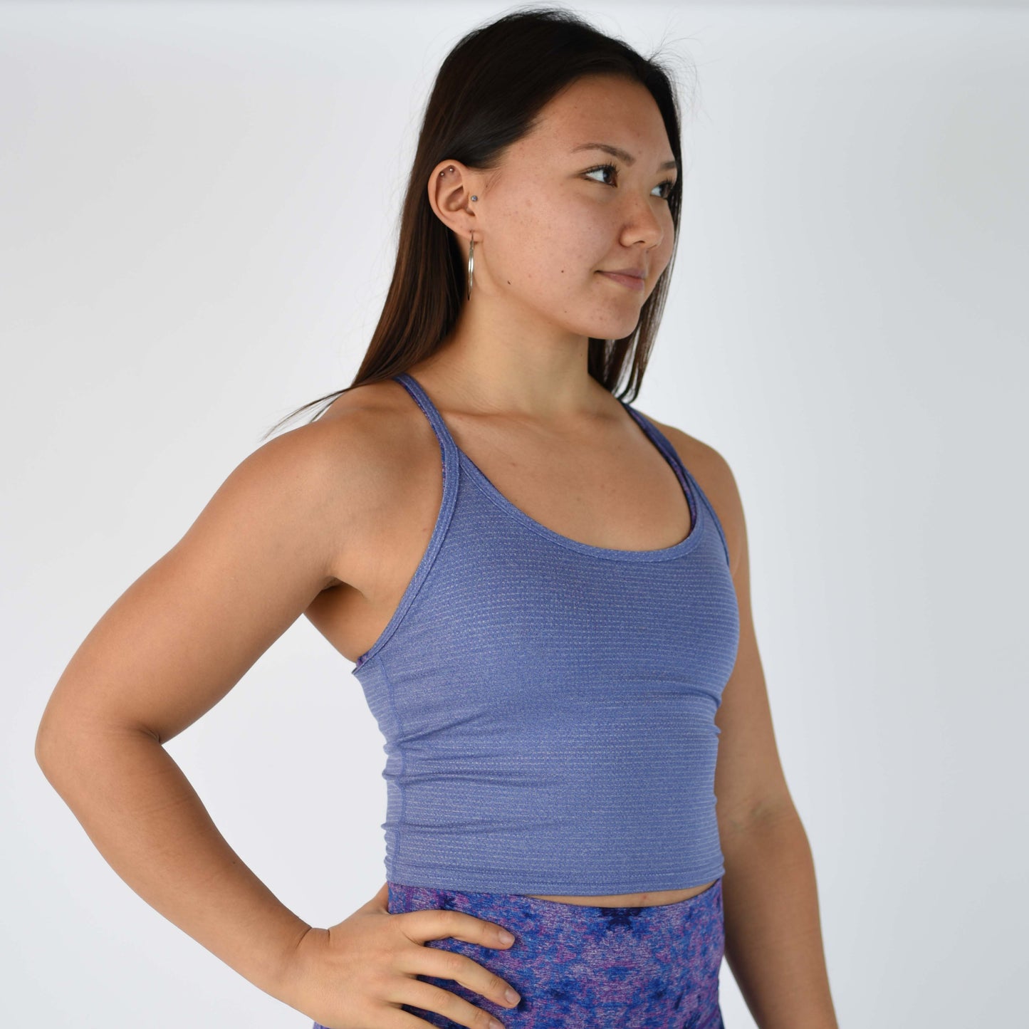 FLEO - Switch Up Crop Tank - Fitted - Tank - heather-light-cobalt-2