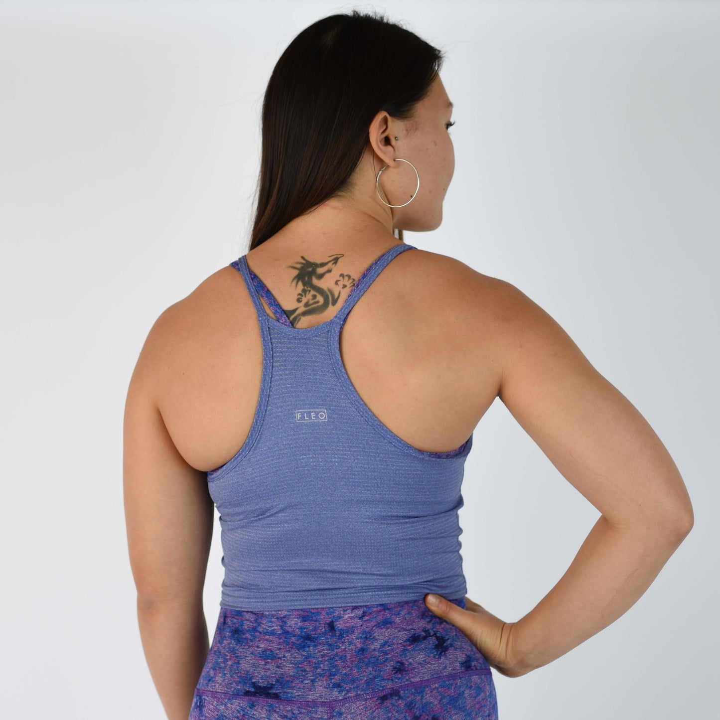 FLEO - Switch Up Crop Tank - Fitted - Tank - heather-light-cobalt-4