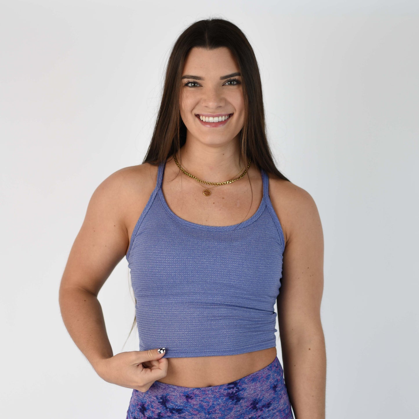 FLEO - Switch Up Crop Tank - Fitted - Tank - heather-light-cobalt-5