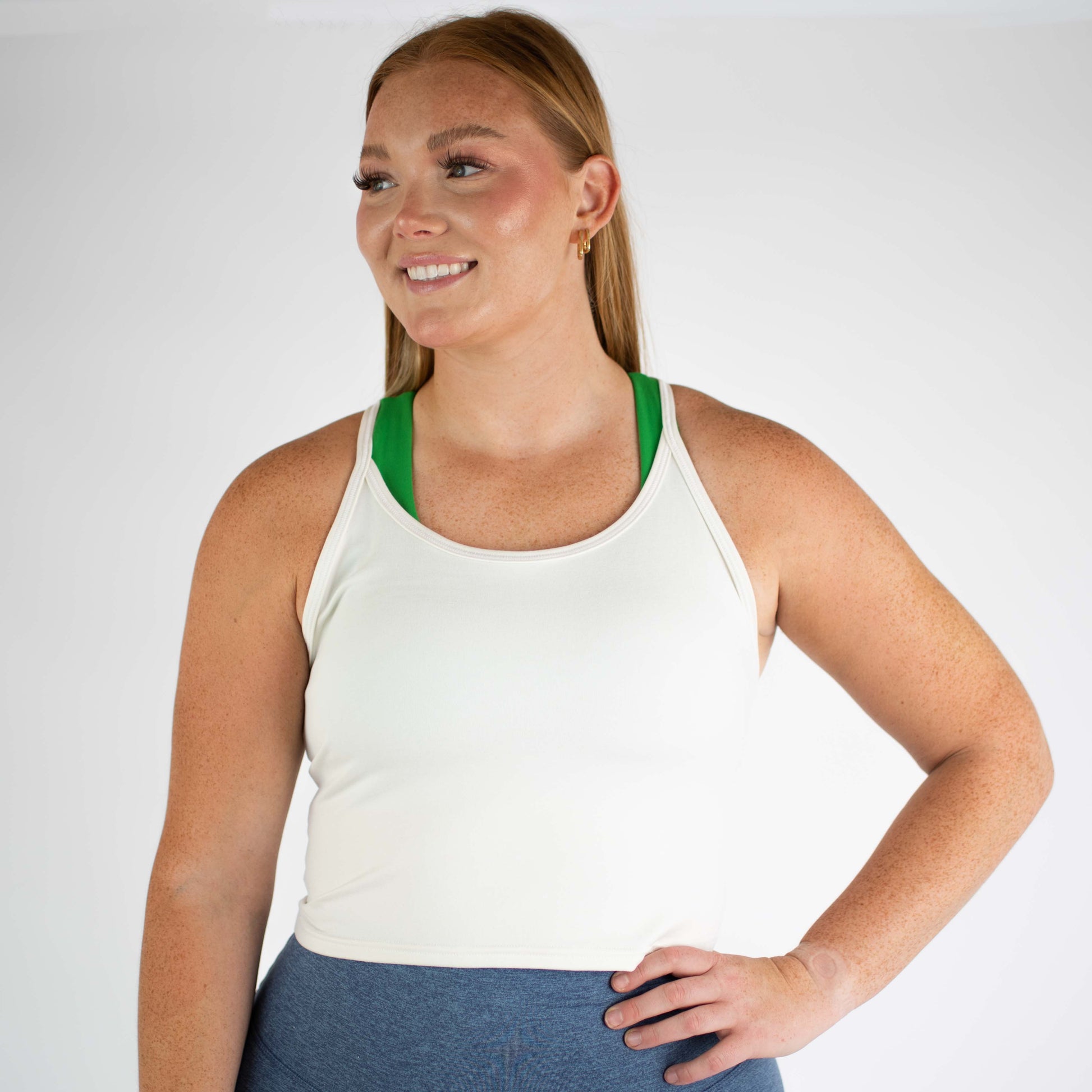 FLEO - Switch Up Crop Tank - Fitted - Tank - heather-white-1