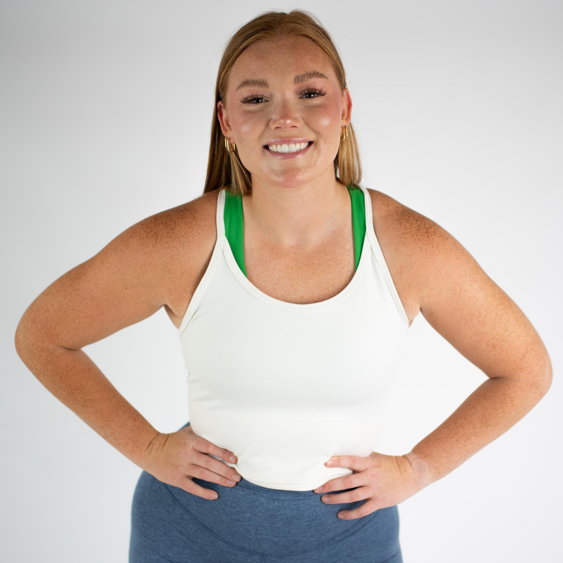 FLEO - Switch Up Crop Tank - Fitted - Tank - heather-white-2