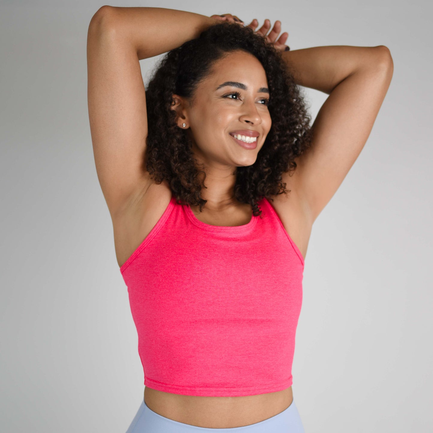 FLEO - Breeze Crop Tank - Fitted - Tank - heatherNeonPunch-2