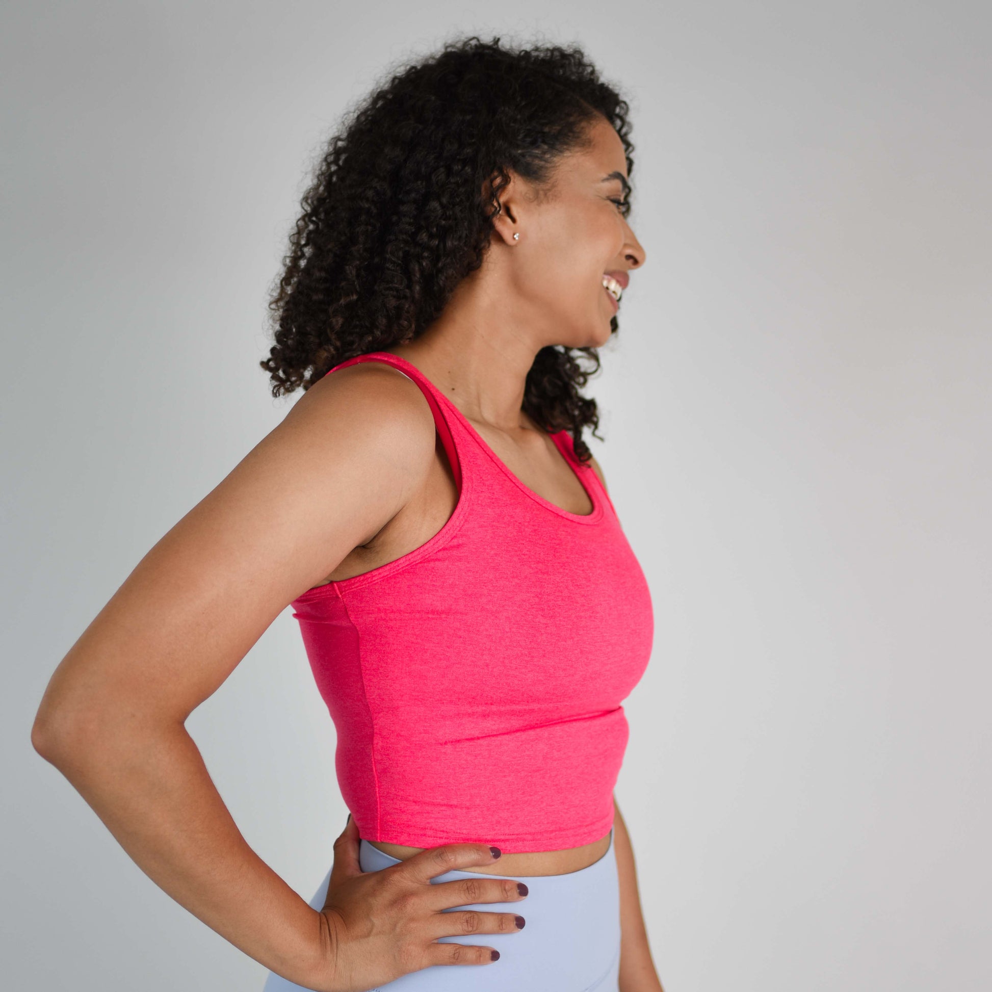 FLEO - Breeze Crop Tank - Fitted - Tank - heatherNeonPunch-3