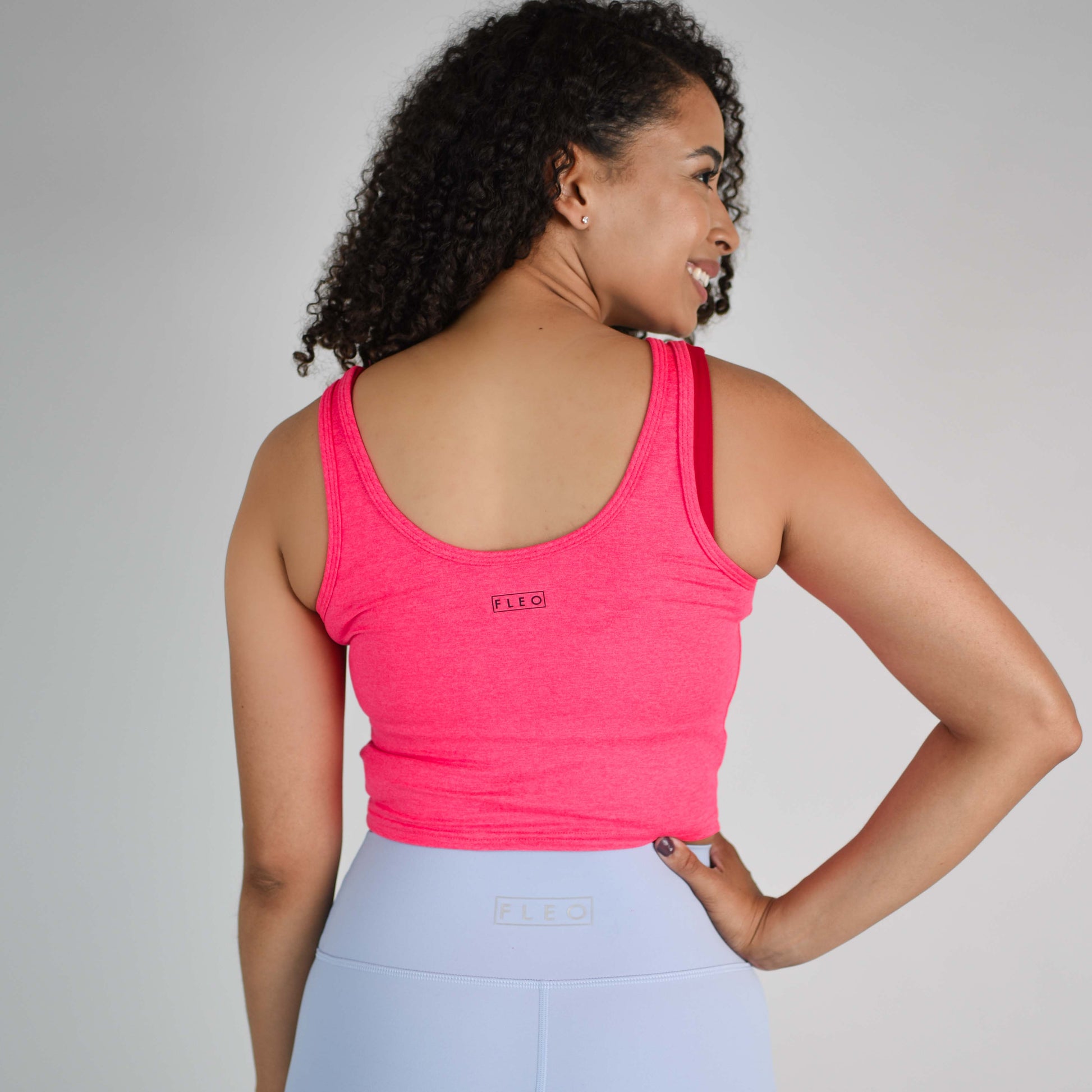 FLEO - Breeze Crop Tank - Fitted - Tank - heatherNeonPunch-4