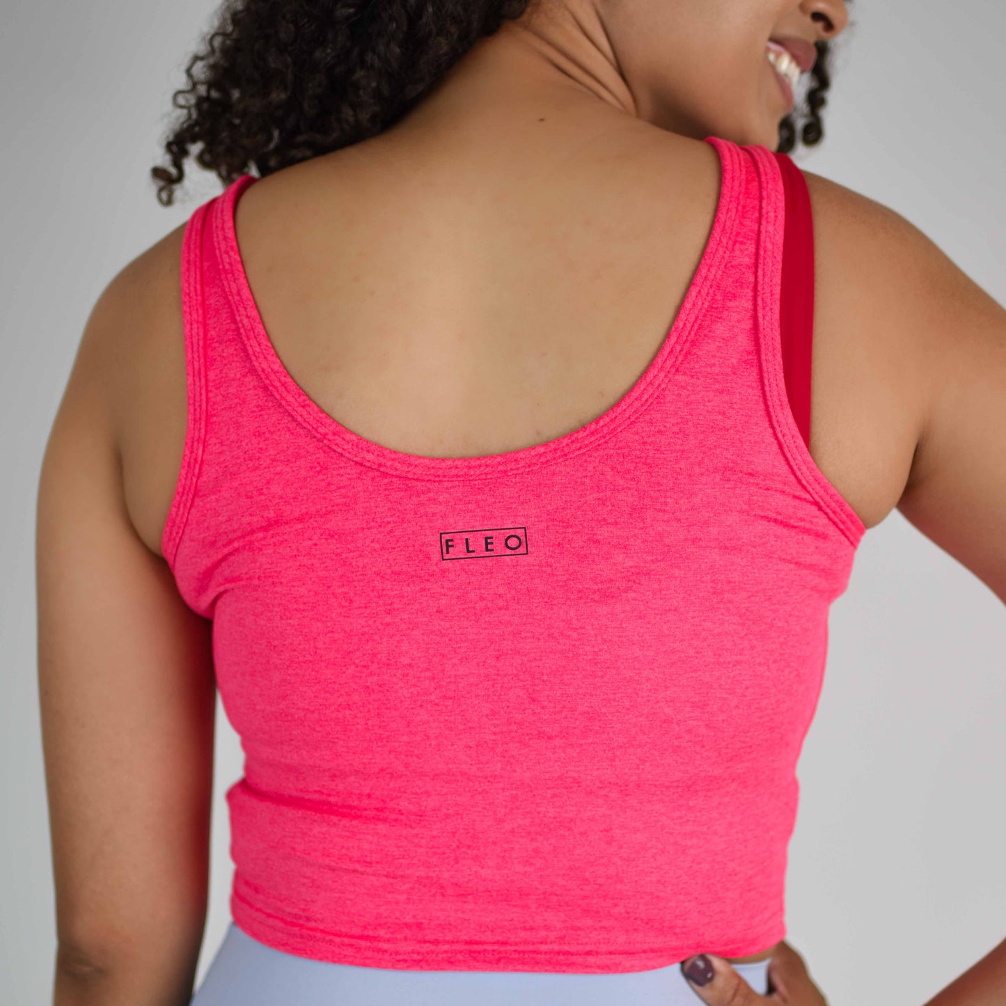 FLEO - Breeze Crop Tank - Fitted - Tank - heatherNeonPunch-5