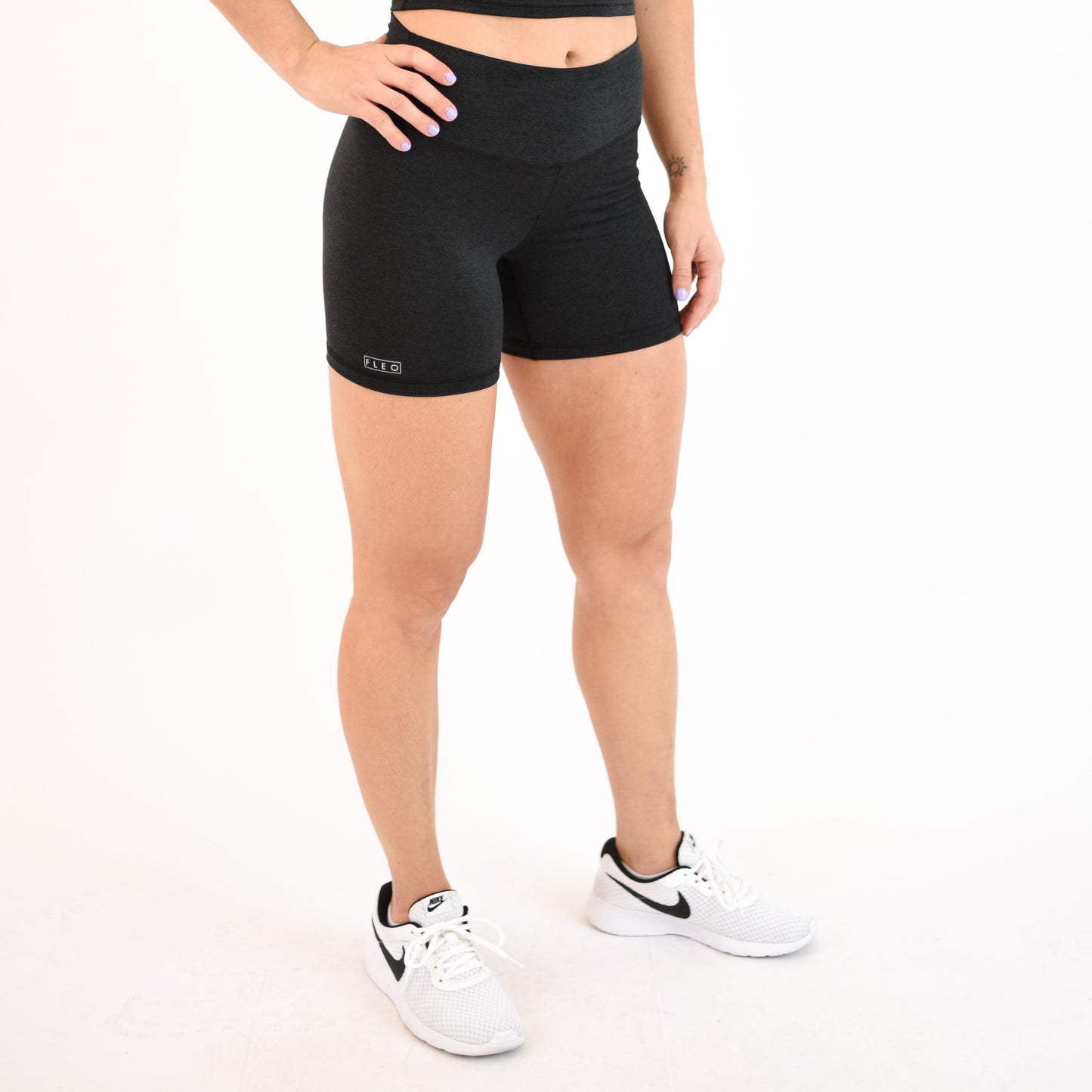 FLEO - Go Go Short 5" - High Rise - Shorts - heatherblack-2_79d31b3e-e9e2-4628-9f74-2e101166d51f