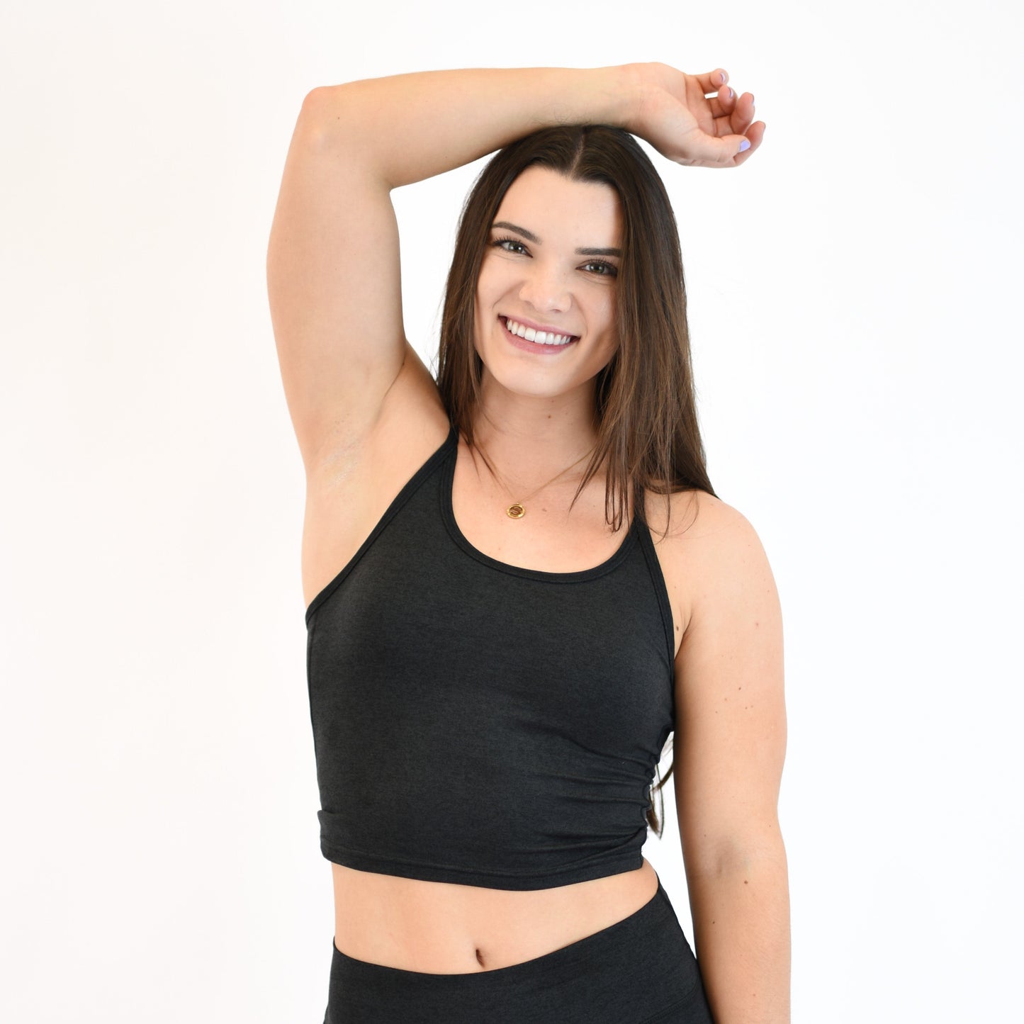 FLEO - Switch Up Crop Tank - Fitted - Tank - heatherblack-2_c6641530-88cc-4d55-97a5-5b625997c21b