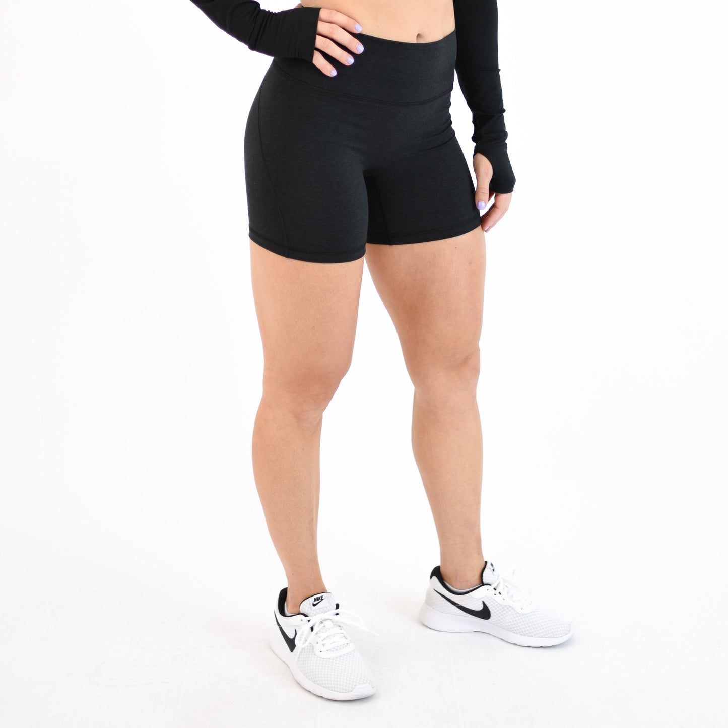 FLEO - Charge Short 5" - No Front Seam - Higher Rise - Shorts - heatherblack-2_c6e3272c-3c58-481d-8ccb-af1d0a05d42f