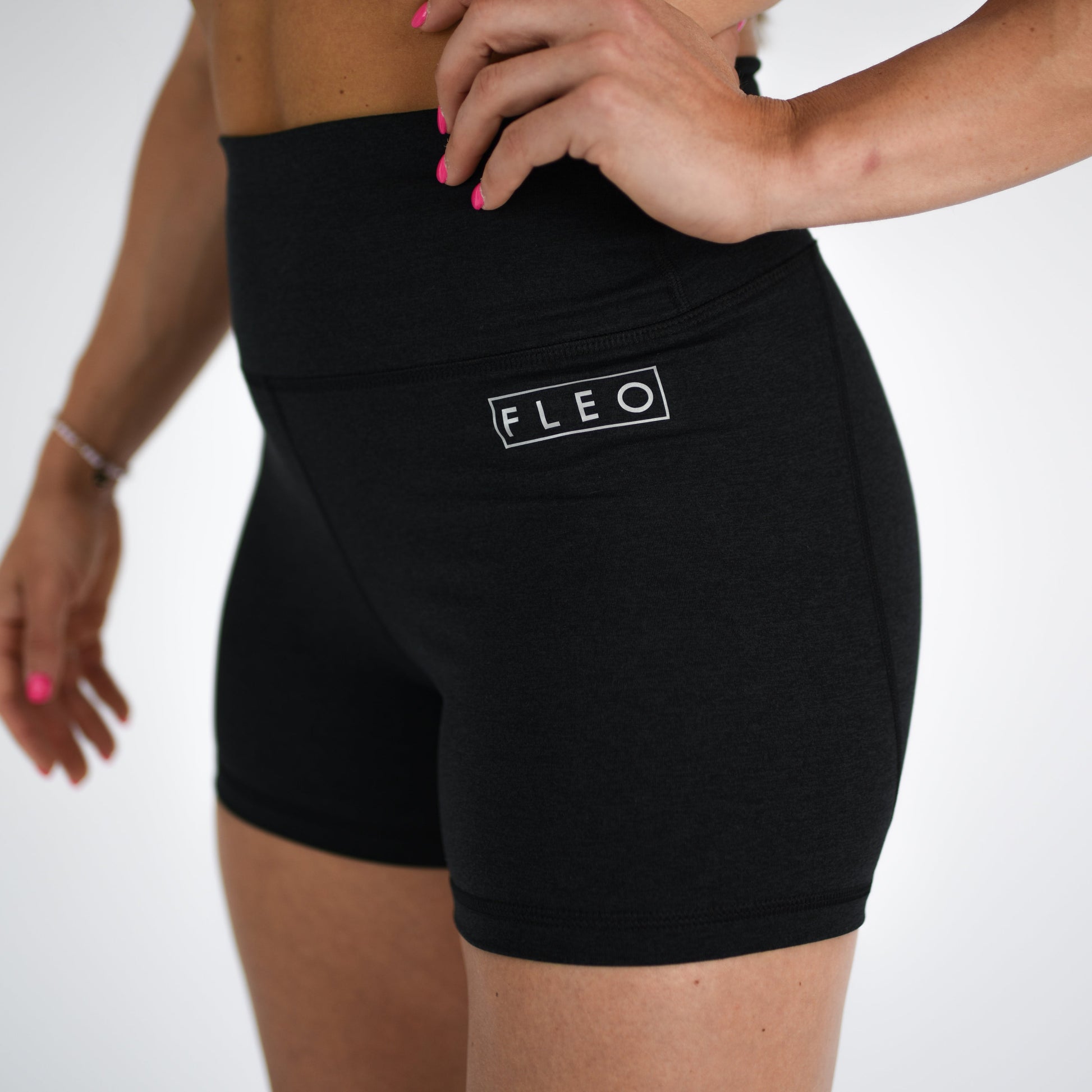 FLEO - True High Contour Short 4" - Higher Rise - Shorts - heatherblack-3_29e1f2d7-26e4-4472-bb47-6005a89299ee