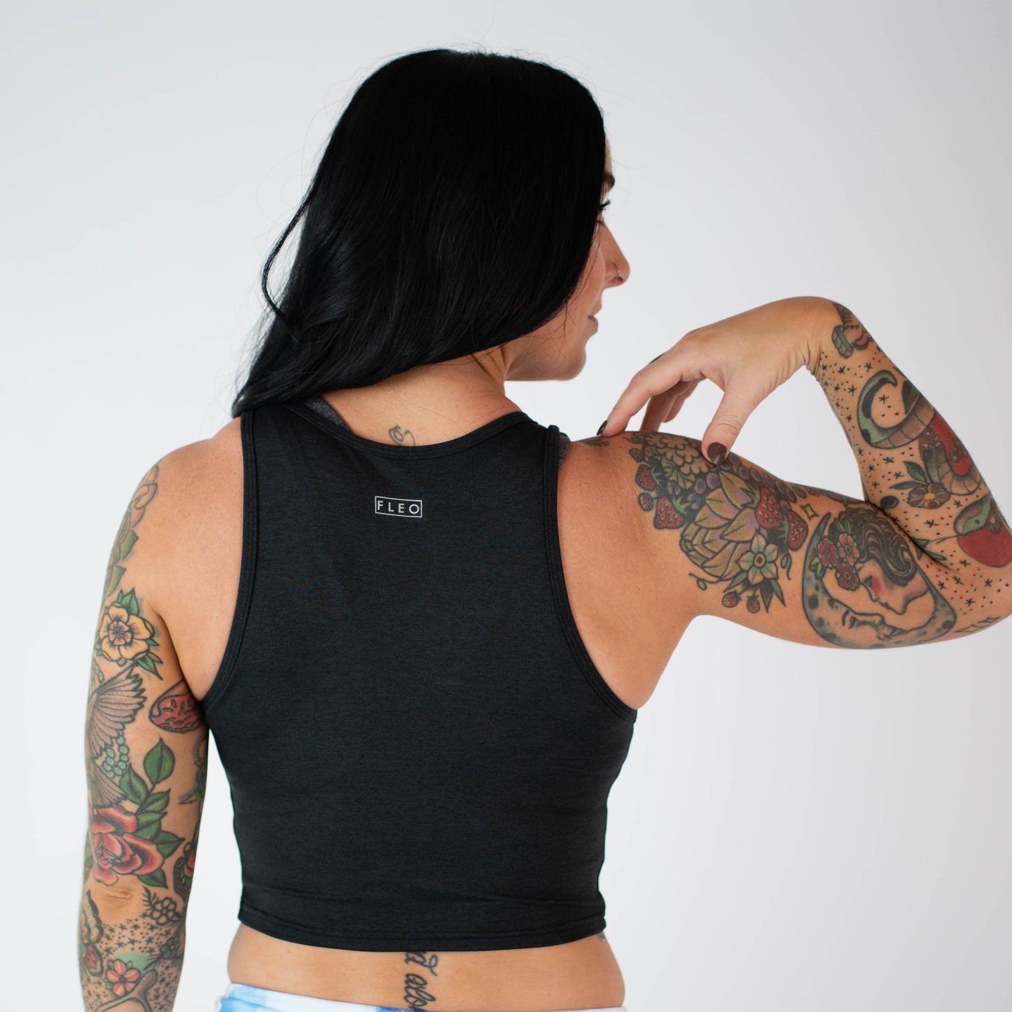 FLEO - Tempo Crop Tank - Fitted - Tank - heatherblack-4