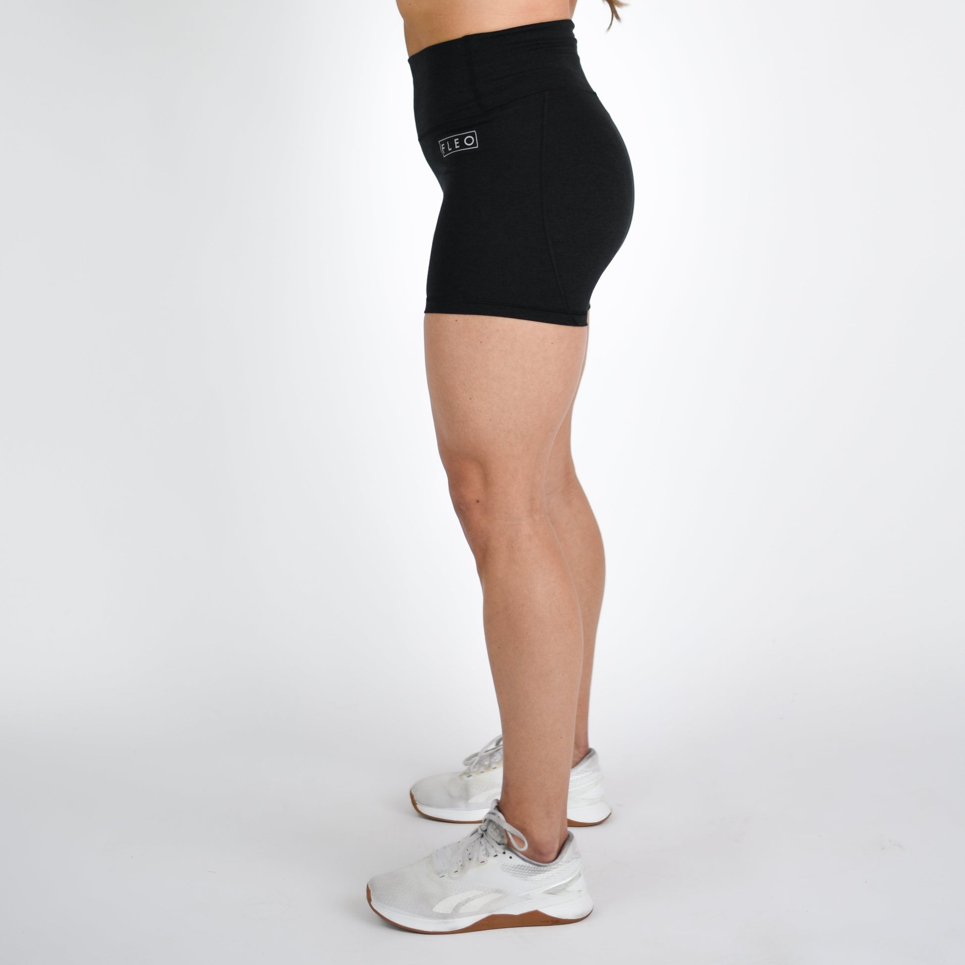 FLEO - True High Contour Short 4" - Higher Rise - Shorts - heatherblack-4_2c8b6580-da48-494f-be47-2735d8339cd5