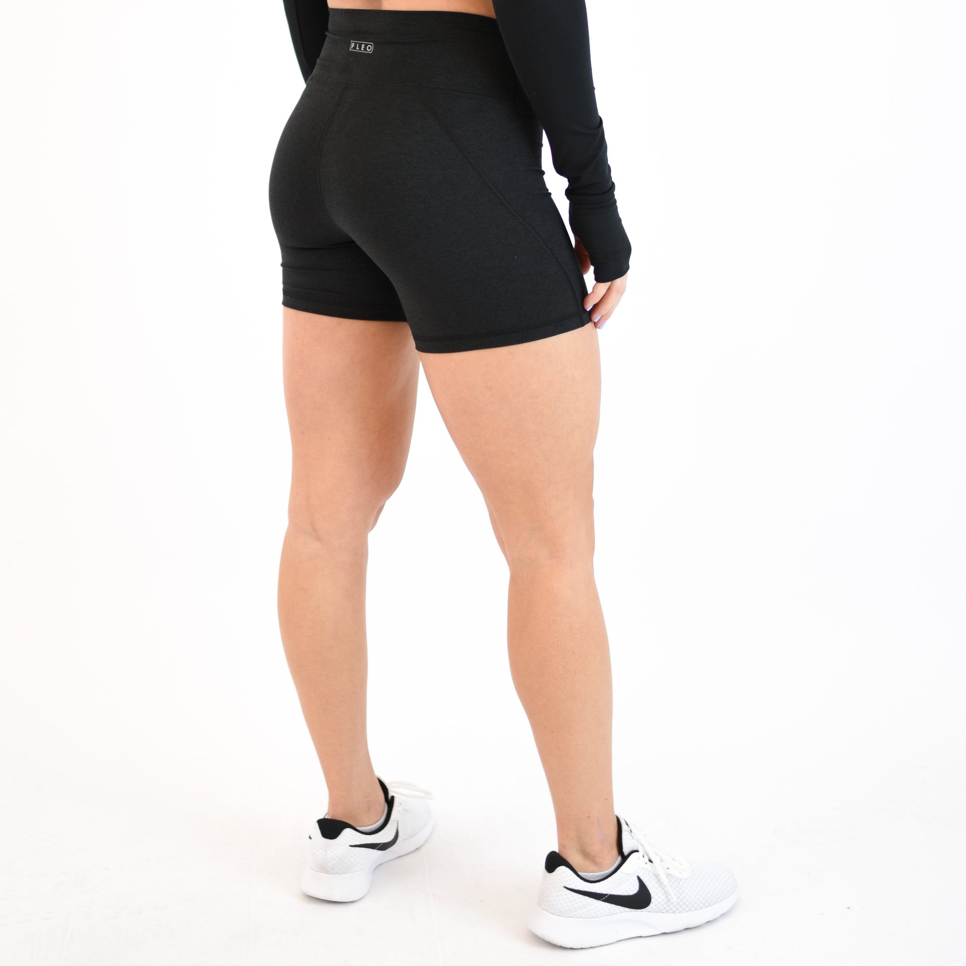FLEO - Charge Short 5" - No Front Seam - Higher Rise - Shorts - heatherblack-4_a04ceec7-8d96-4d7b-b9fe-9cc2f411277a