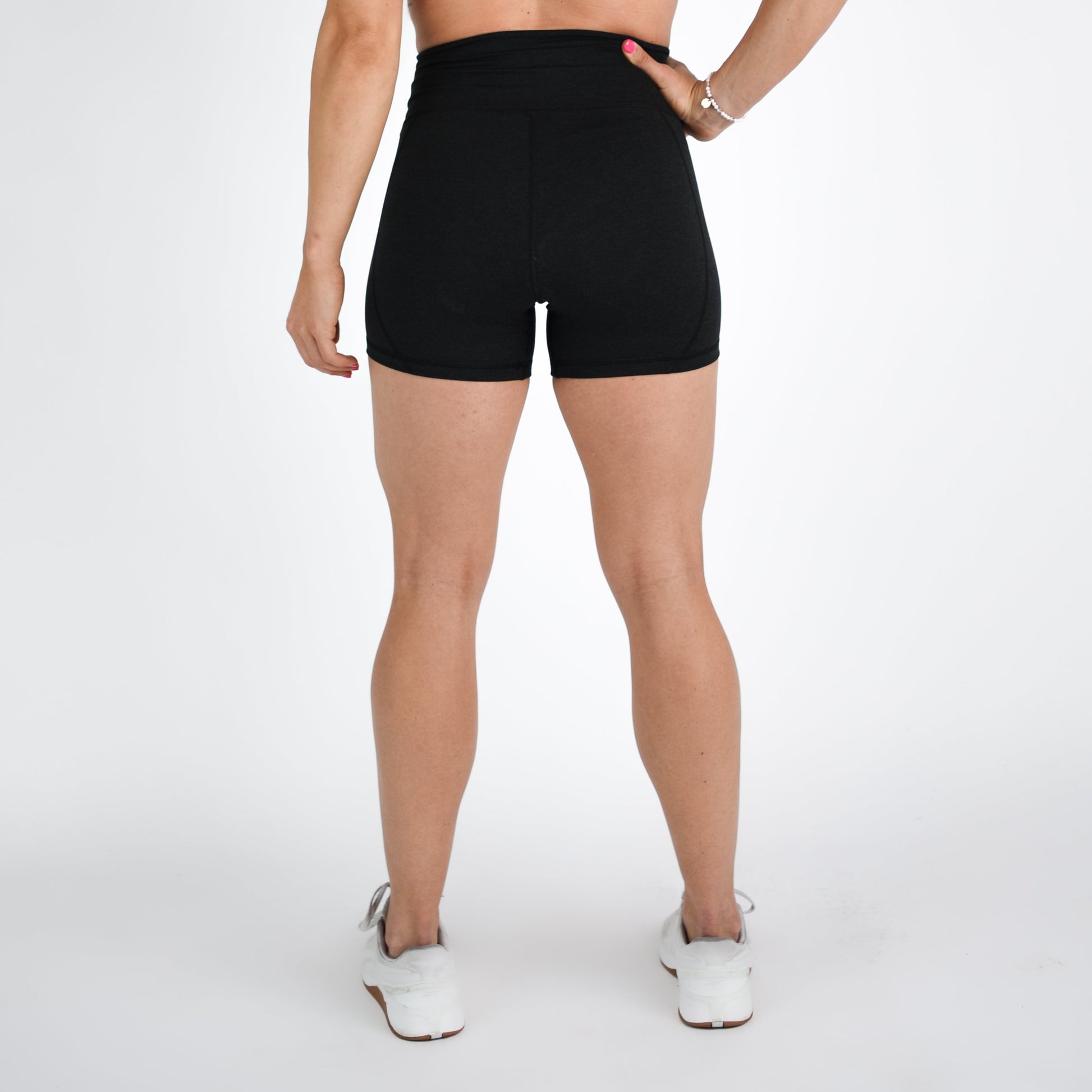 FLEO - True High Contour Short 4" - Higher Rise - Shorts - heatherblack-6_5f61ebdd-0d81-428c-b31e-5d05bc053b9d