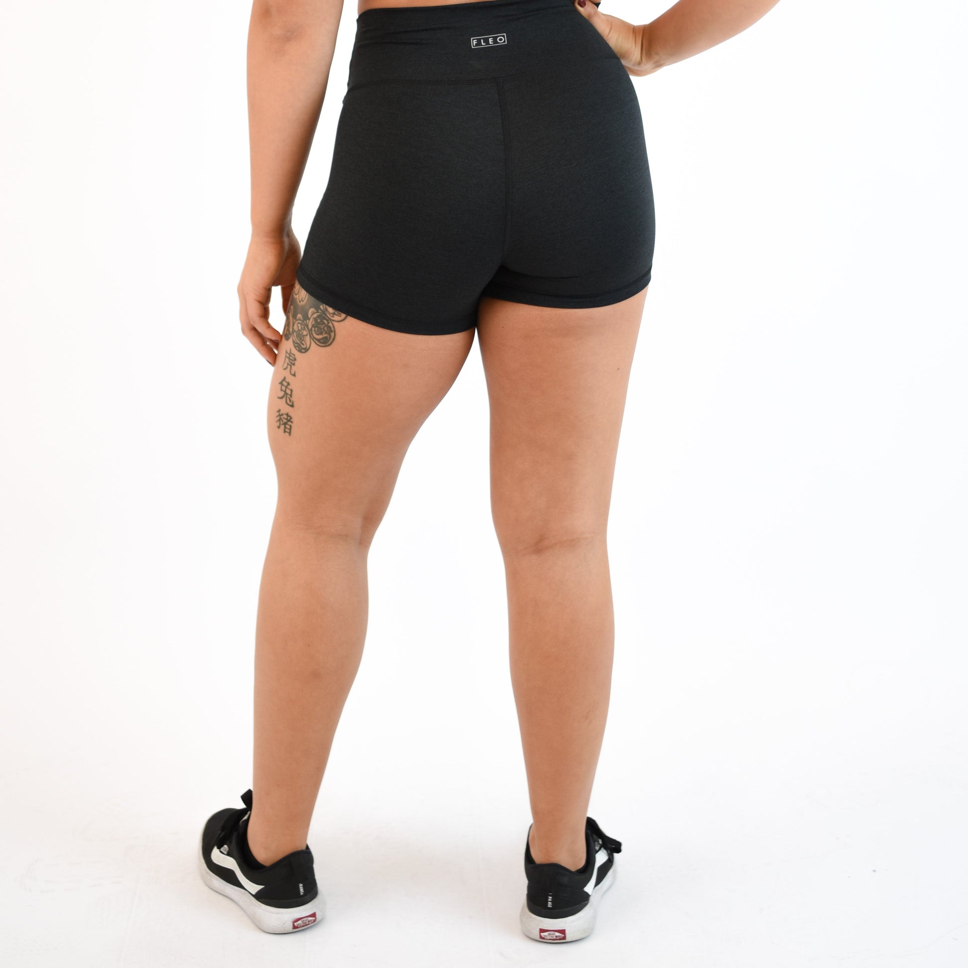 FLEO - Ascend Short 3.25" - No Front Seam - Higher Rise - Shorts - heatherblack-7