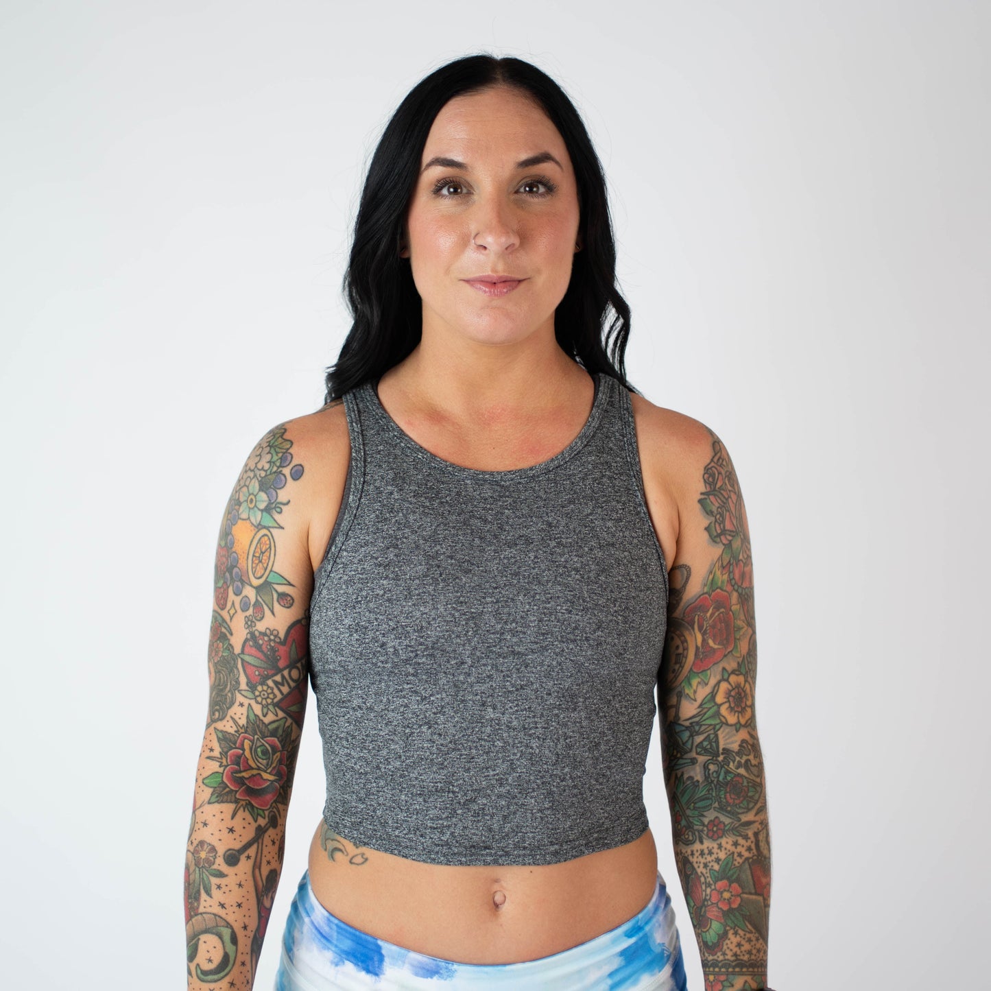 FLEO - Tempo Crop Tank - Fitted - Tank - heathergray-1