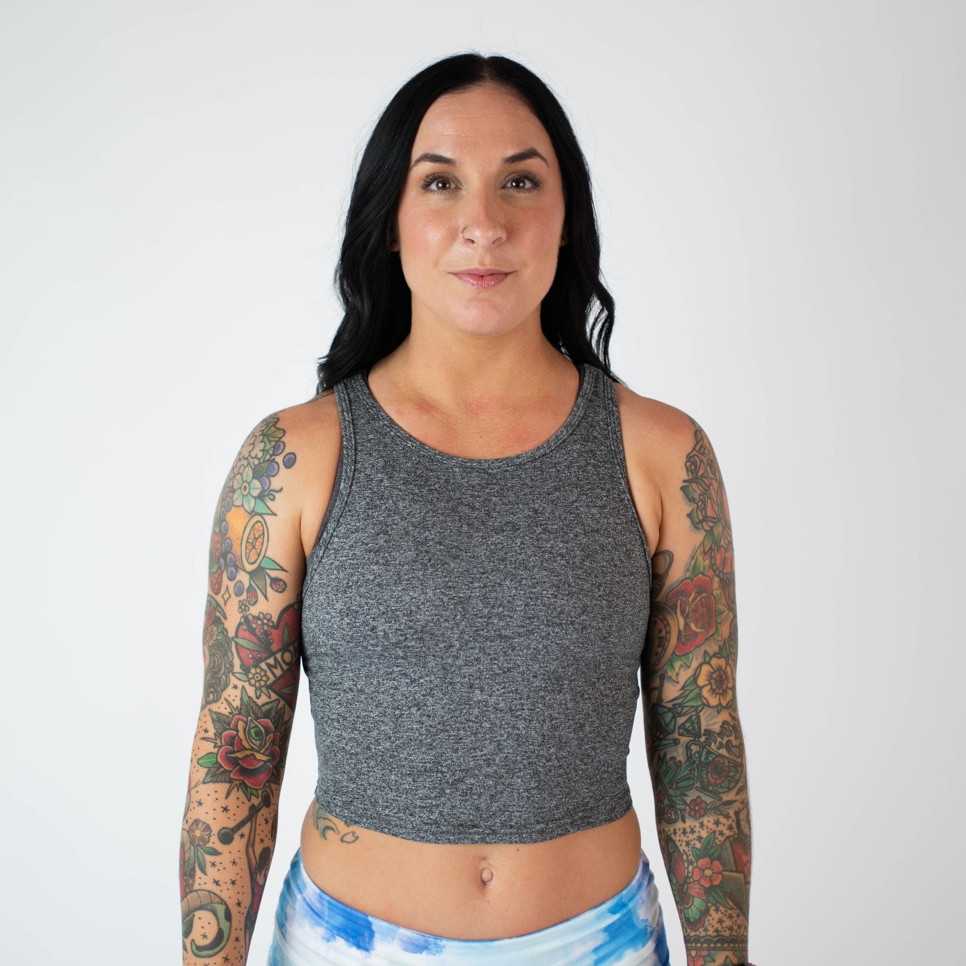 FLEO - Tempo Crop Tank - Fitted - Tank - heathergray-1