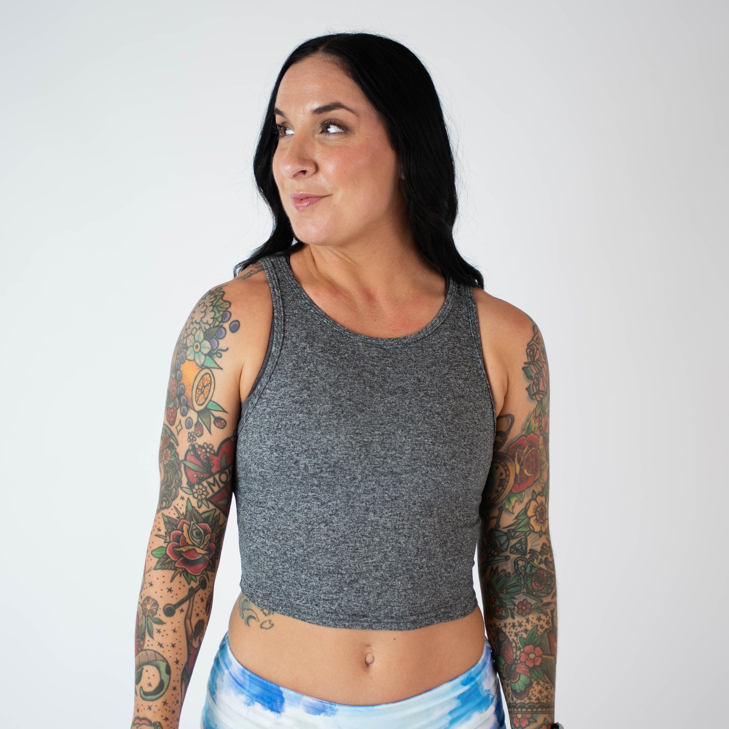 FLEO - Tempo Crop Tank - Fitted - Tank - heathergray-2