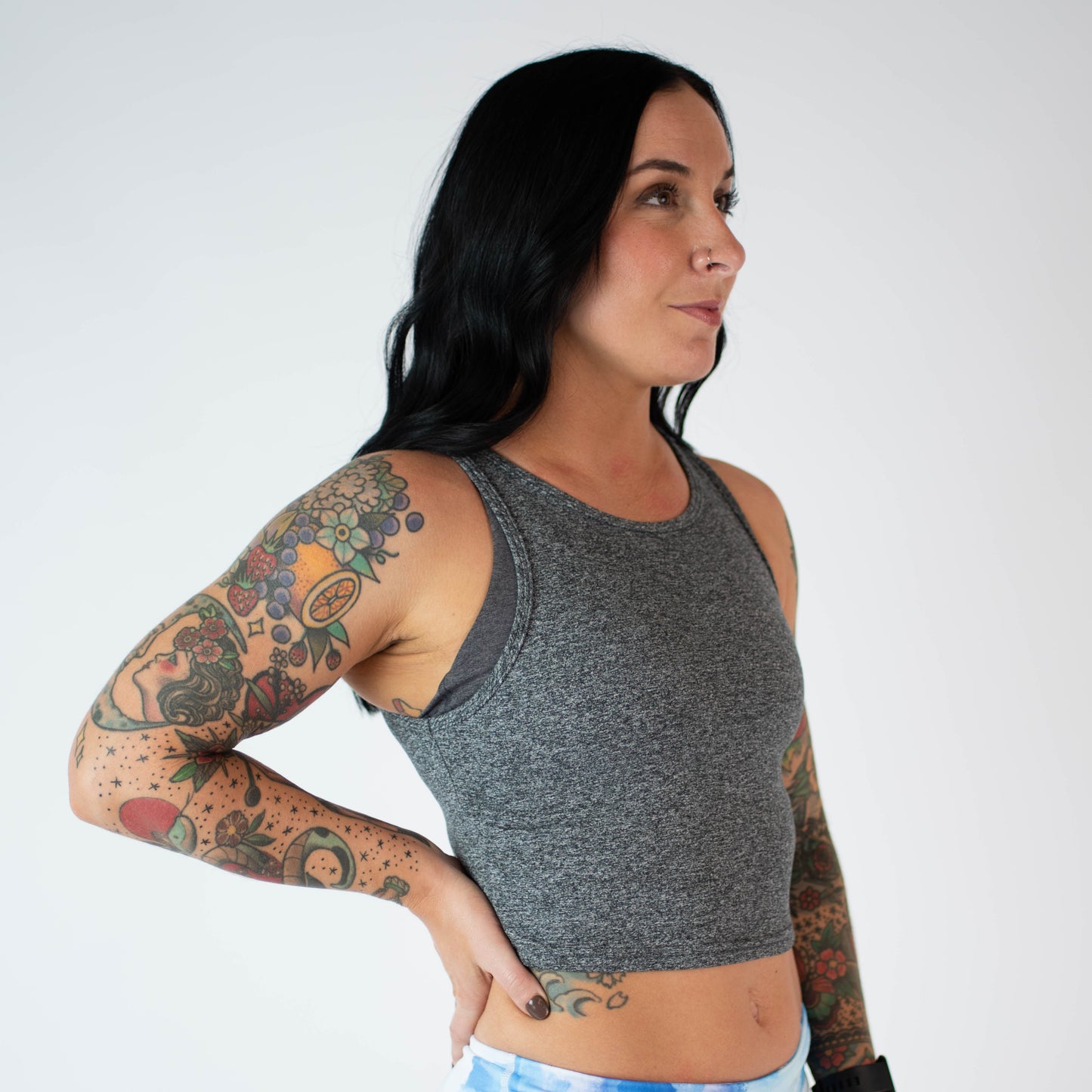 FLEO - Tempo Crop Tank - Fitted - Tank - heathergray-3