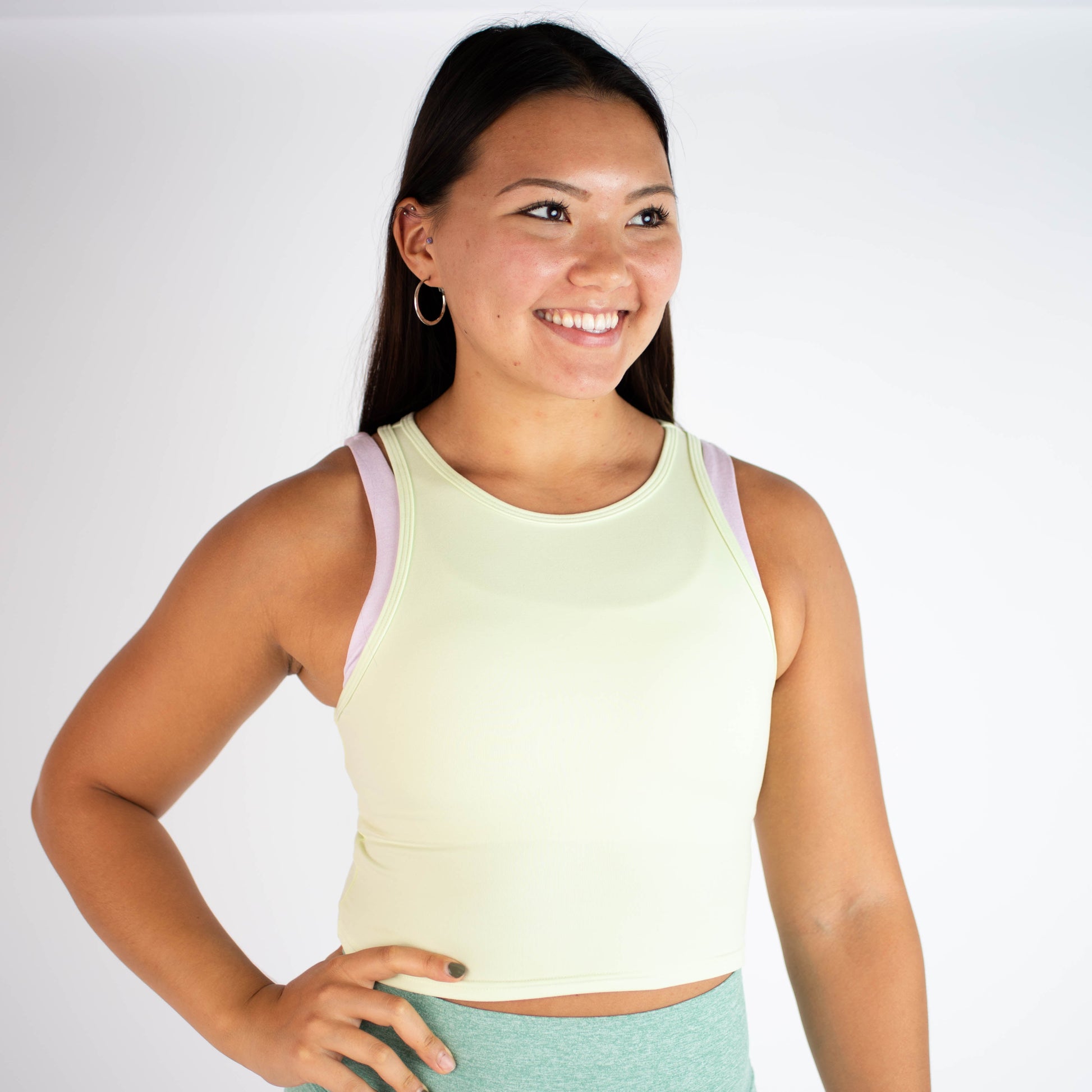 FLEO - Tempo Crop Tank - Fitted - Tank - lime-cream-1