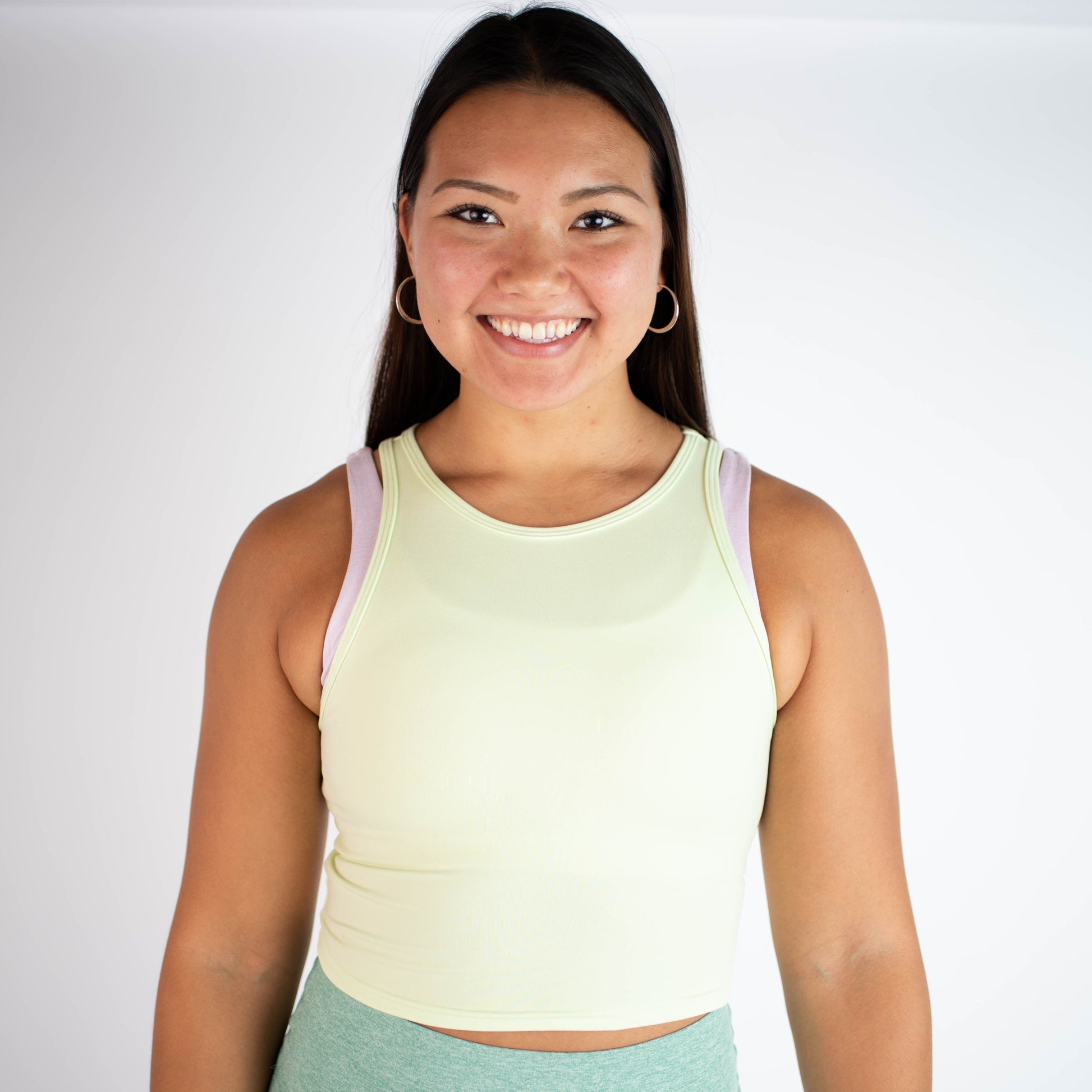 FLEO - Tempo Crop Tank - Fitted - Tank - lime-cream-2