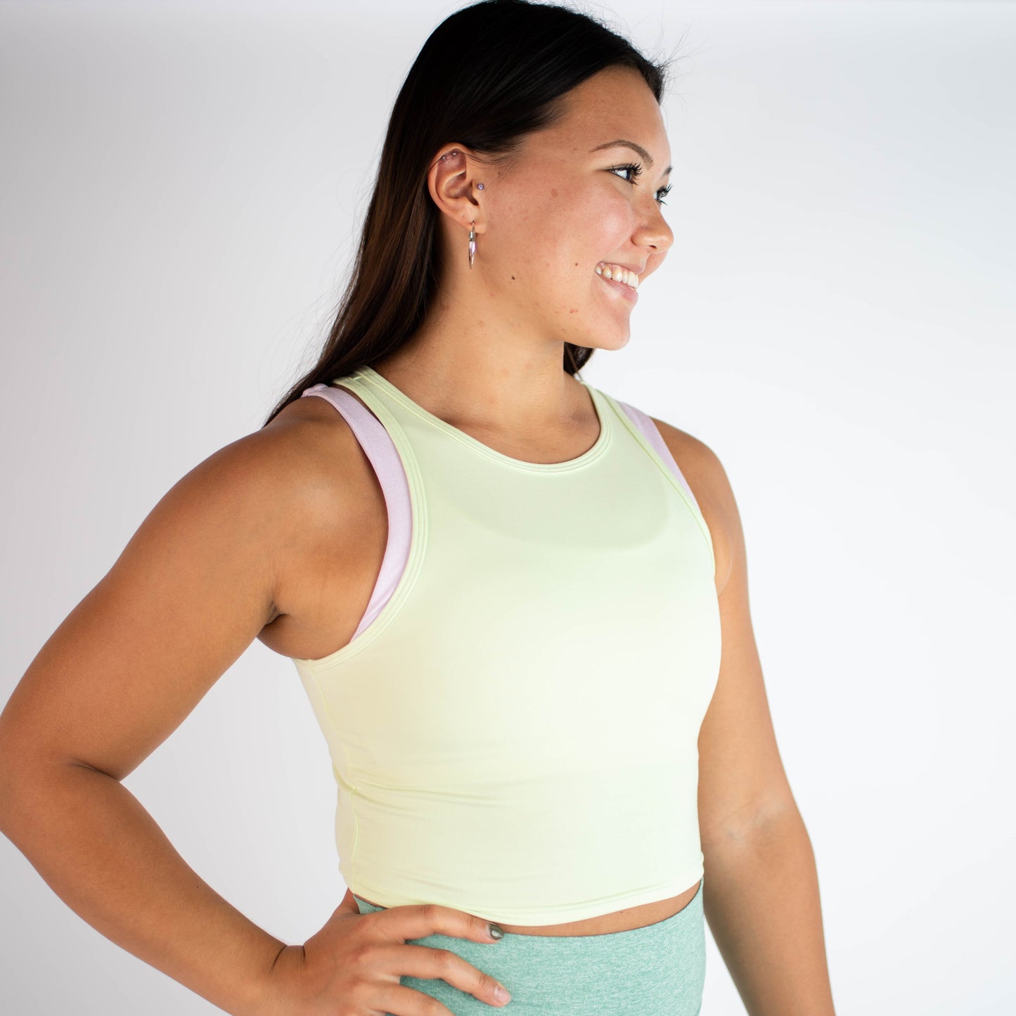 FLEO - Tempo Crop Tank - Fitted - Tank - lime-cream-3