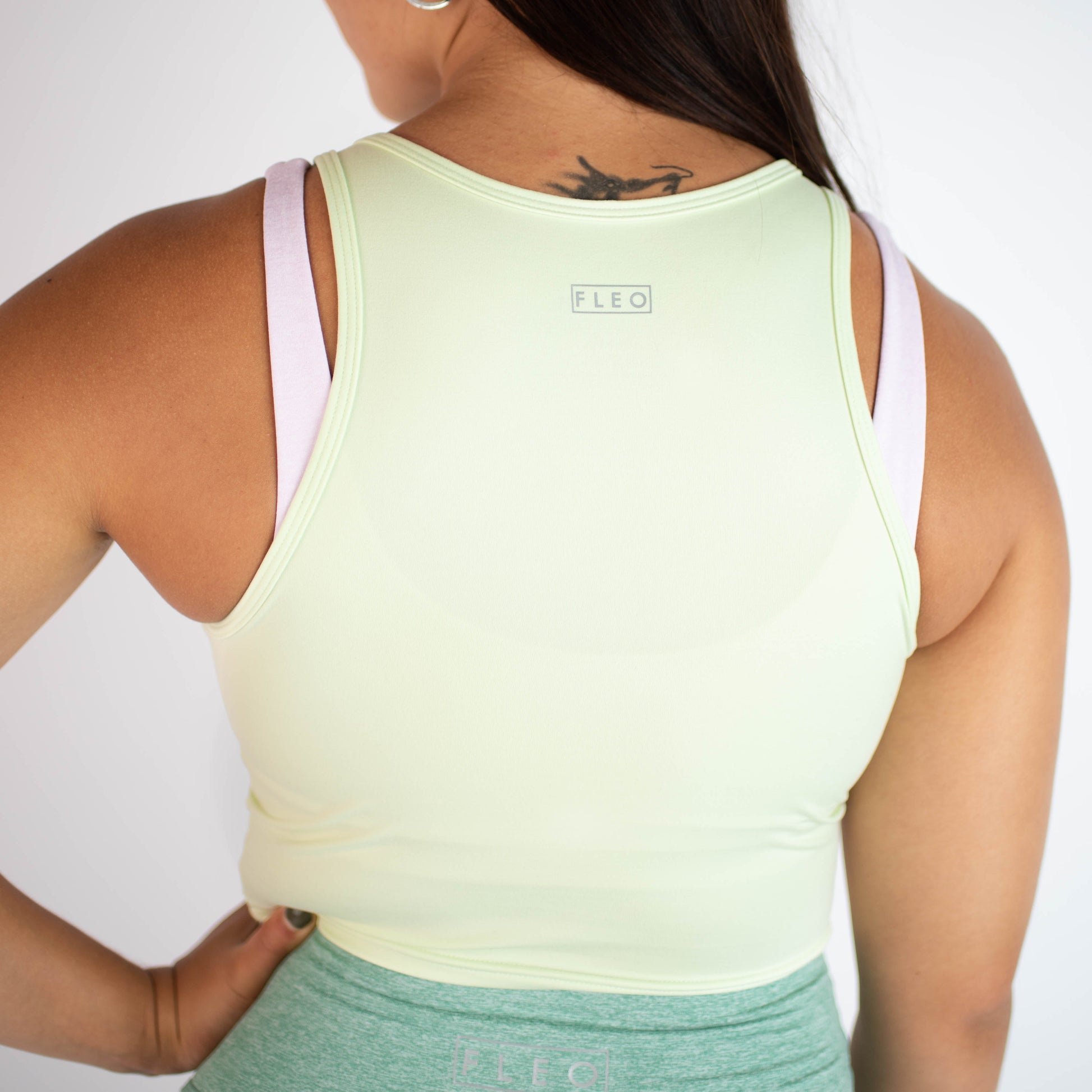 FLEO - Tempo Crop Tank - Fitted - Tank - lime-cream-5