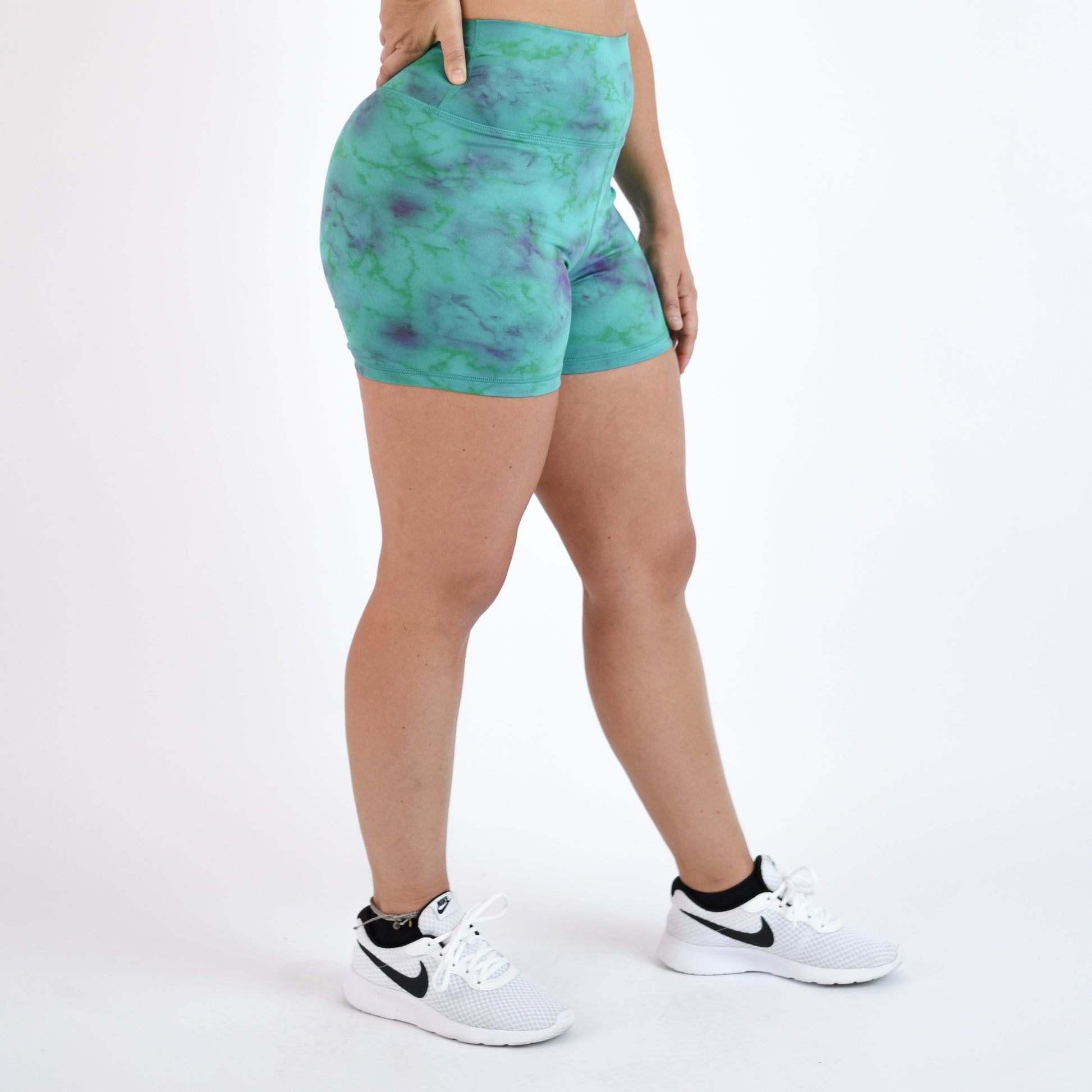 FLEO - True High Short 4" - Higher Rise - Shorts - marble-glow-green-2