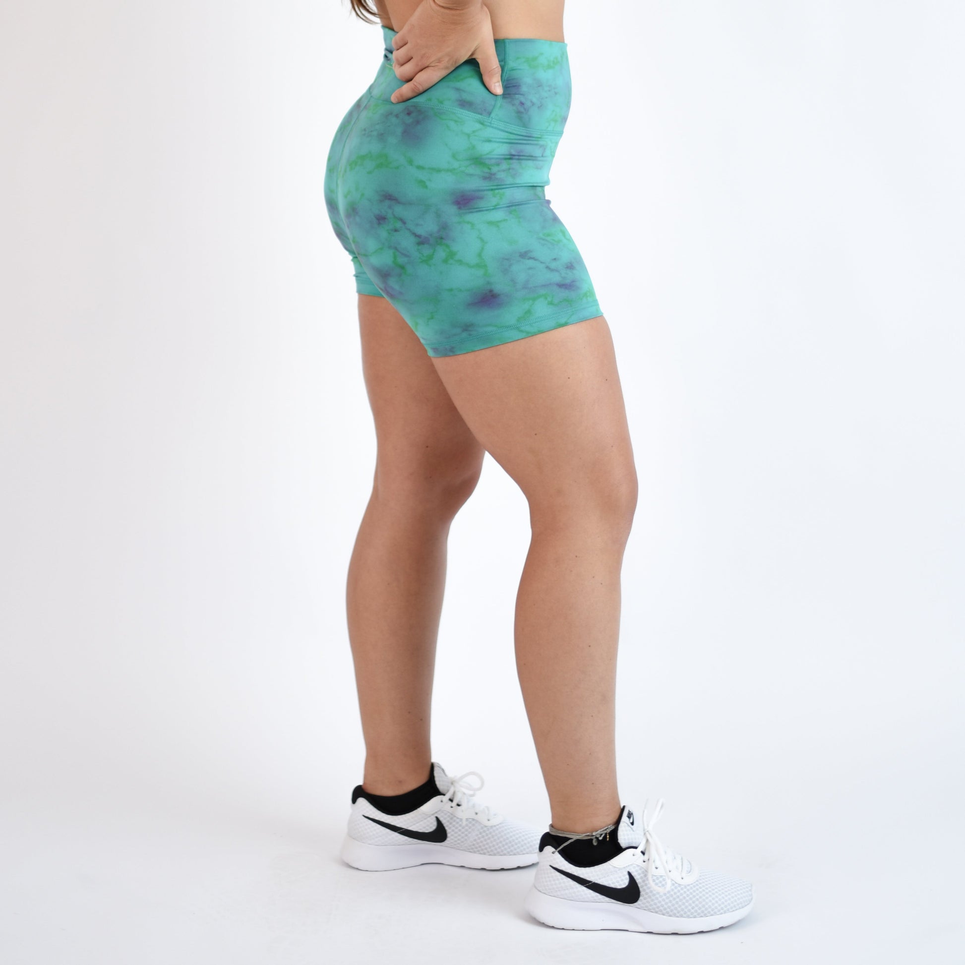 FLEO - True High Short 4" - Higher Rise - Shorts - marble-glow-green-3
