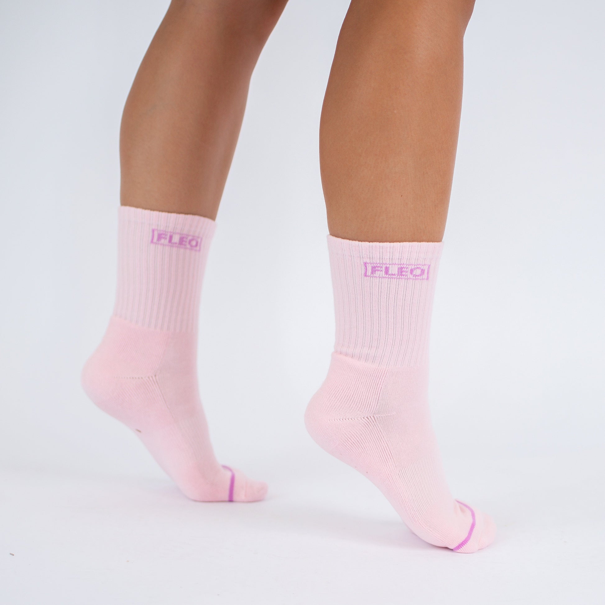 FLEO - Crew Socks - Side Logo - Accessory - pinkcrew-1